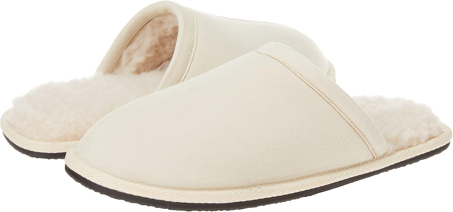 image:imageAmazon Essentials Womens Cozy Slippers with Faux Fur Lining NonSlip Indoor Outdoor House ShoesLight Beige