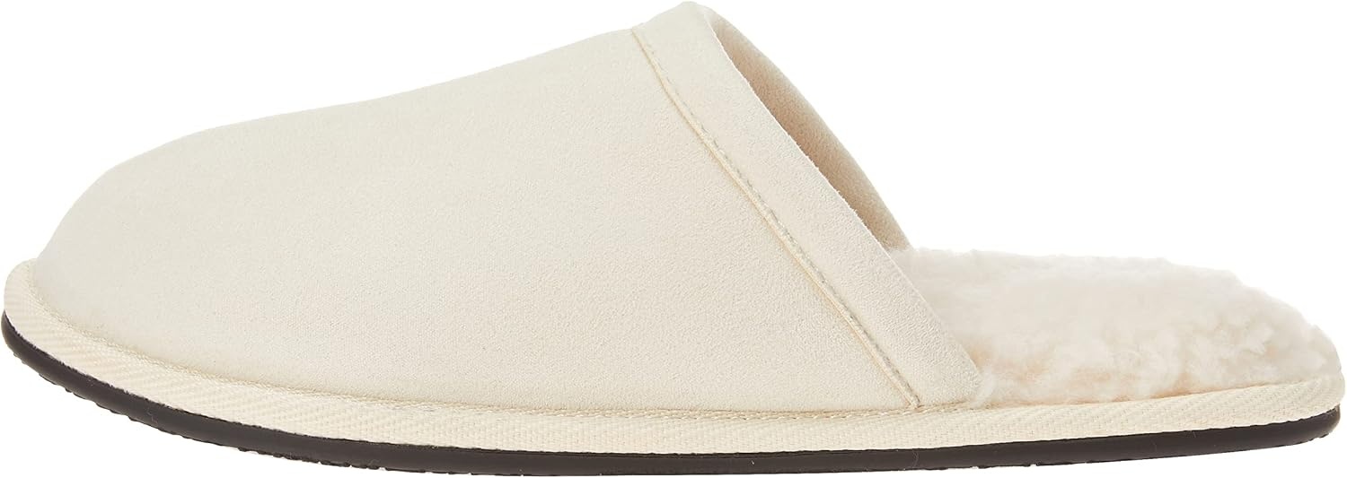 image:imageAmazon Essentials Womens Cozy Slippers with Faux Fur Lining NonSlip Indoor Outdoor House ShoesLight Beige