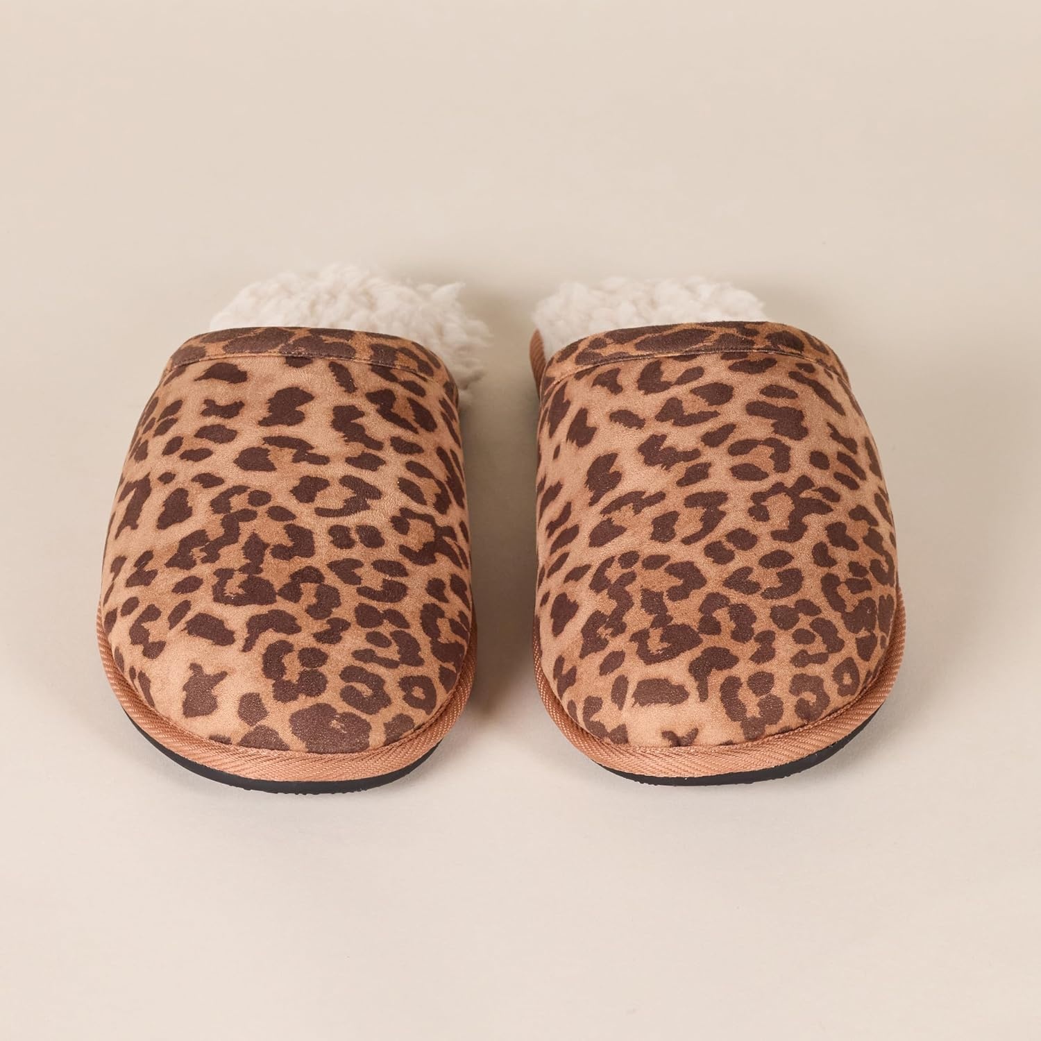 image:imageAmazon Essentials Womens Cozy Slippers with Faux Fur Lining NonSlip Indoor Outdoor House ShoesRose Leopard