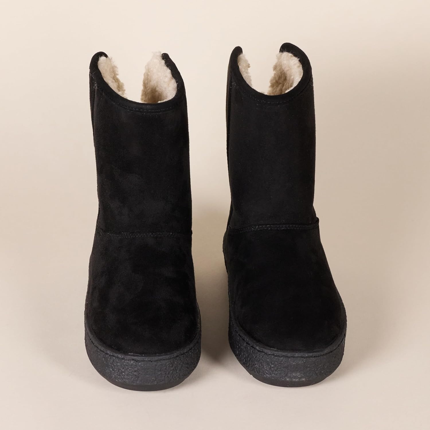 image:imageAmazon Essentials Womens Faux Fur Lined Shearling Boots PullOn DesignBlack Microsuede