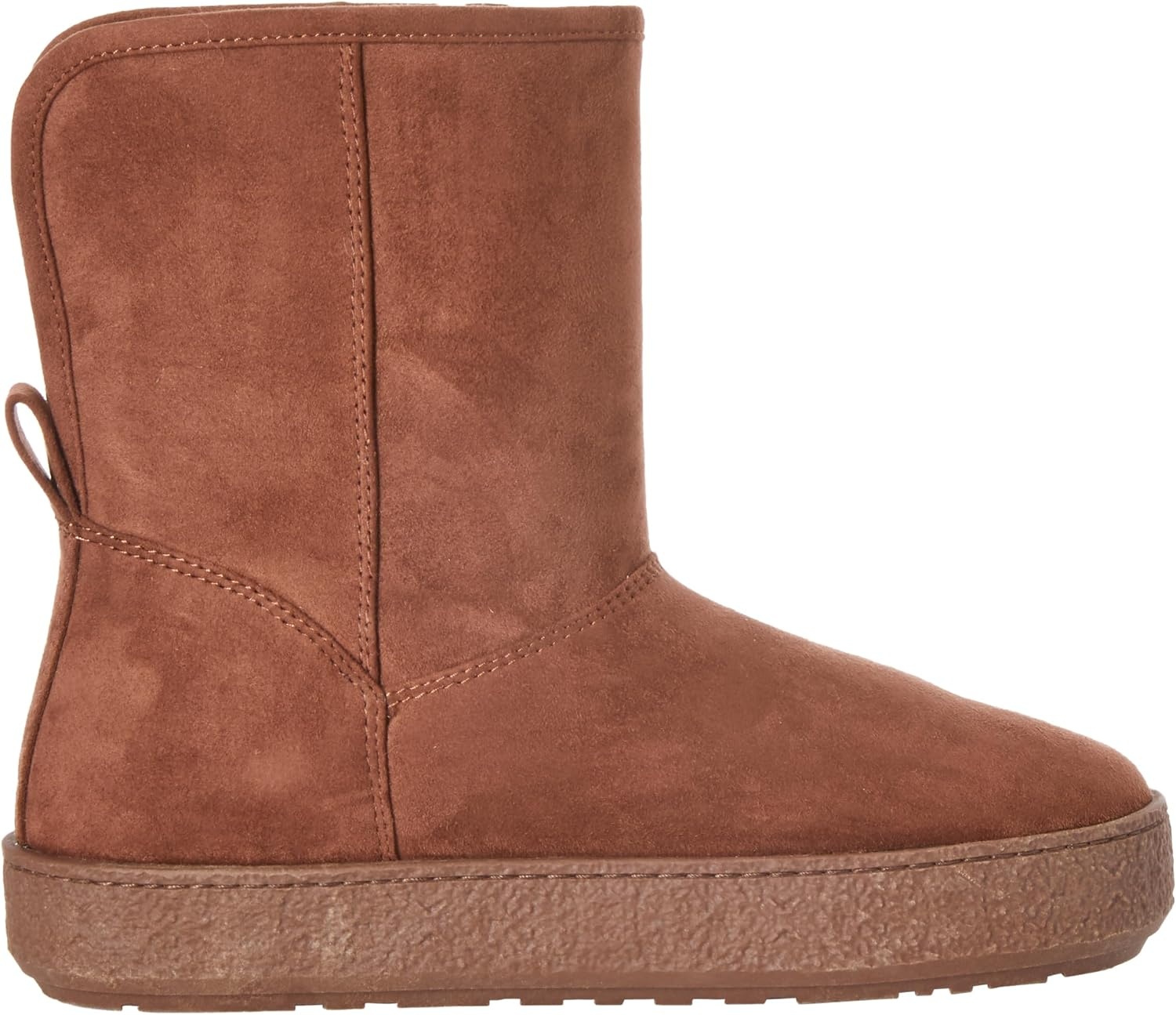image:imageAmazon Essentials Womens Faux Fur Lined Shearling Boots PullOn DesignChestnut Brown Microsuede