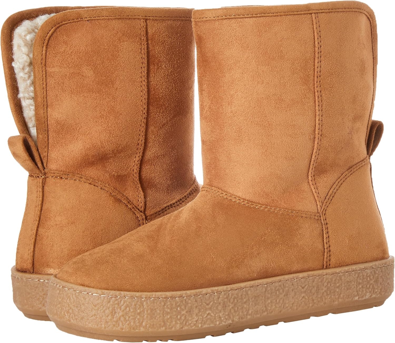image:imageAmazon Essentials Womens Faux Fur Lined Shearling Boots PullOn DesignTan Microsuede