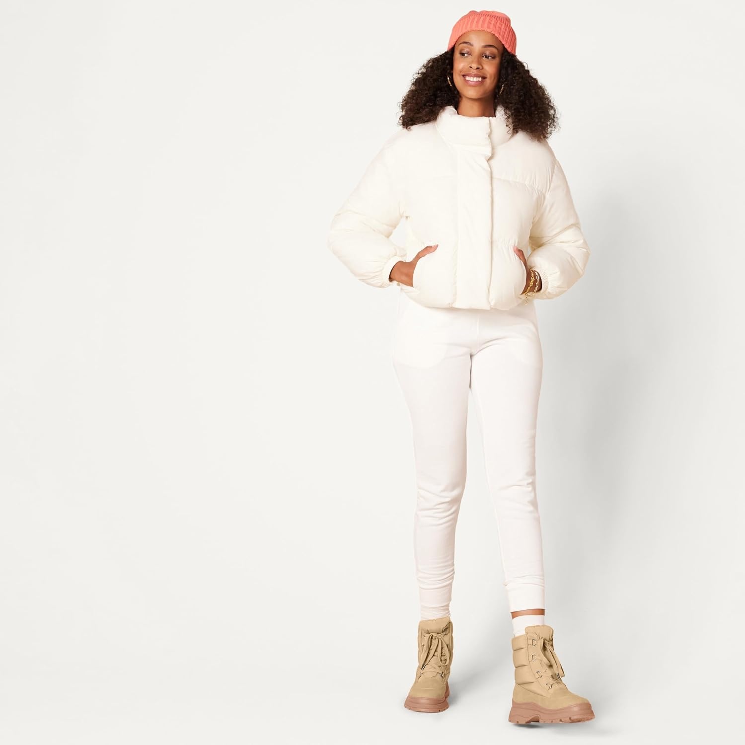 image:imageAmazon Essentials Womens Lace Up Puffer Snow Boots with Chunky HeelKhaki Brown