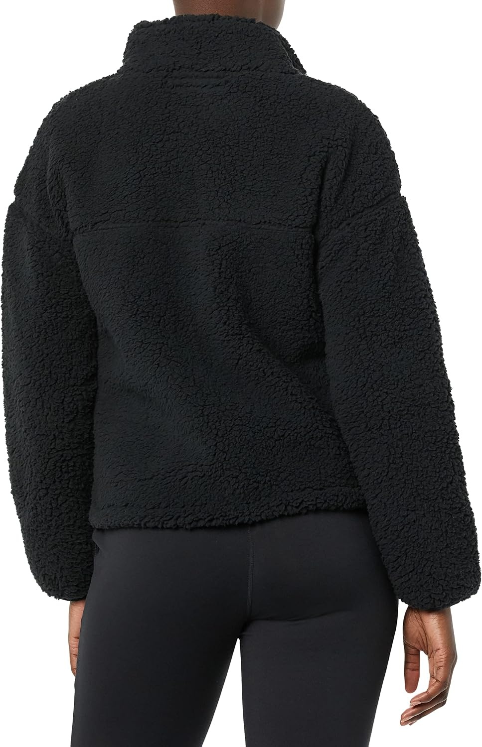 image:imageAmazon Essentials Womens Long Sleeve Fleece ZipUp Sherpa Lined Jacket with Stand NeckBlack