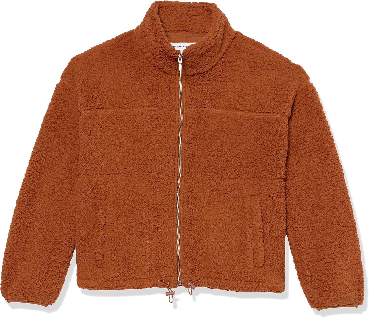 image:imageAmazon Essentials Womens Long Sleeve Fleece ZipUp Sherpa Lined Jacket with Stand NeckDark Tan
