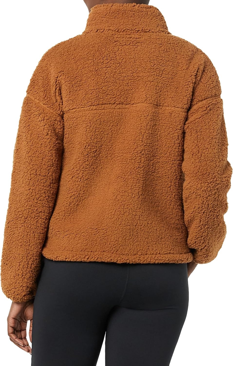 image:imageAmazon Essentials Womens Long Sleeve Fleece ZipUp Sherpa Lined Jacket with Stand NeckDark Tan