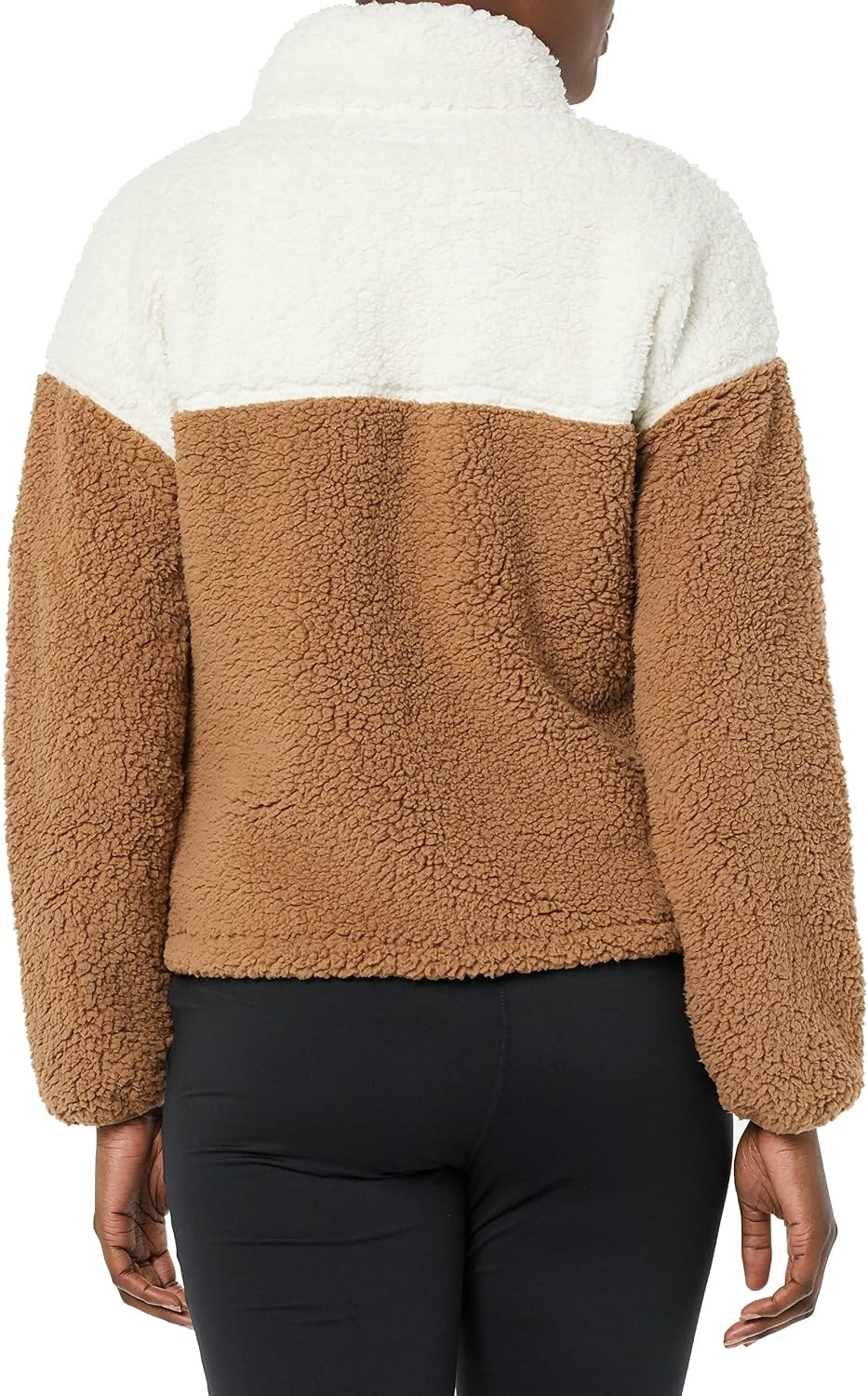 image:imageAmazon Essentials Womens Long Sleeve Fleece ZipUp Sherpa Lined Jacket with Stand NeckIvory Tan Shearling