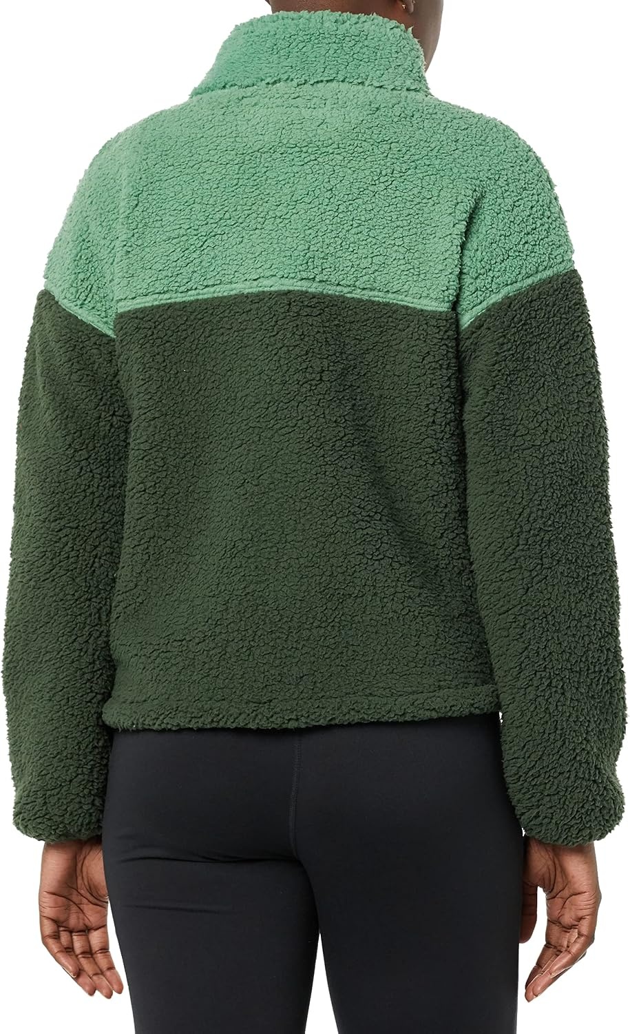 image:imageAmazon Essentials Womens Long Sleeve Fleece ZipUp Sherpa Lined Jacket with Stand NeckSage GreenDark Green Colorblock
