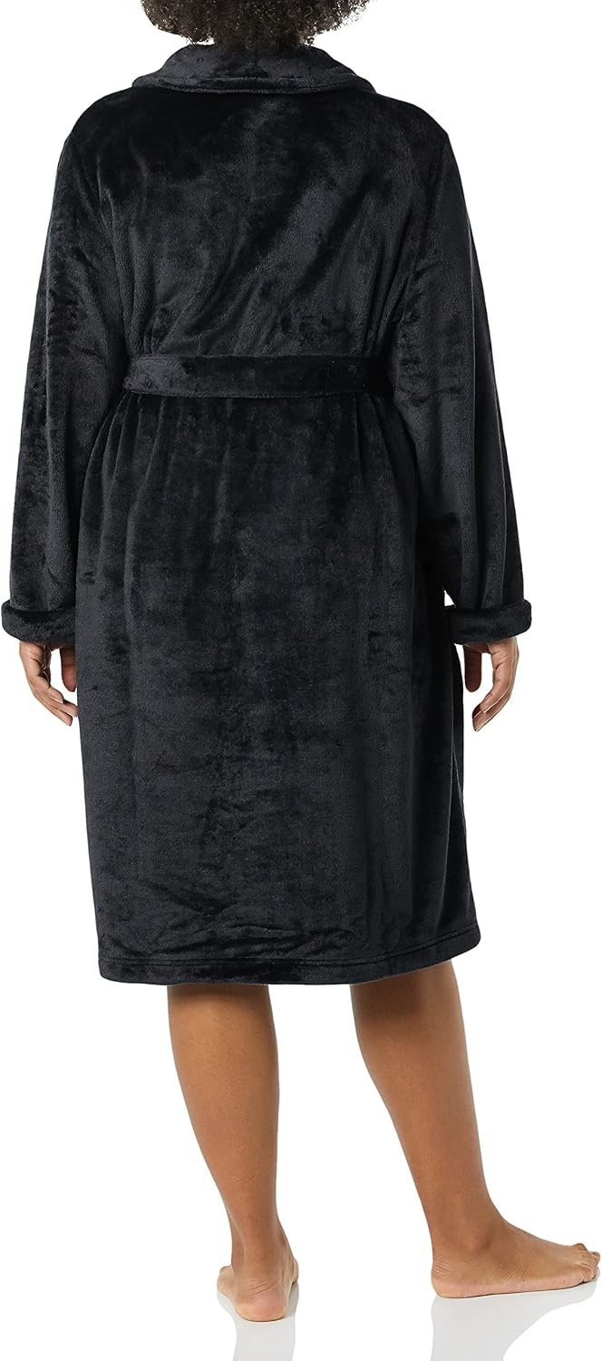 image:imageAmazon Essentials Womens MidLength Plush Bath Robe Loungewear Available in Plus SizeBlack