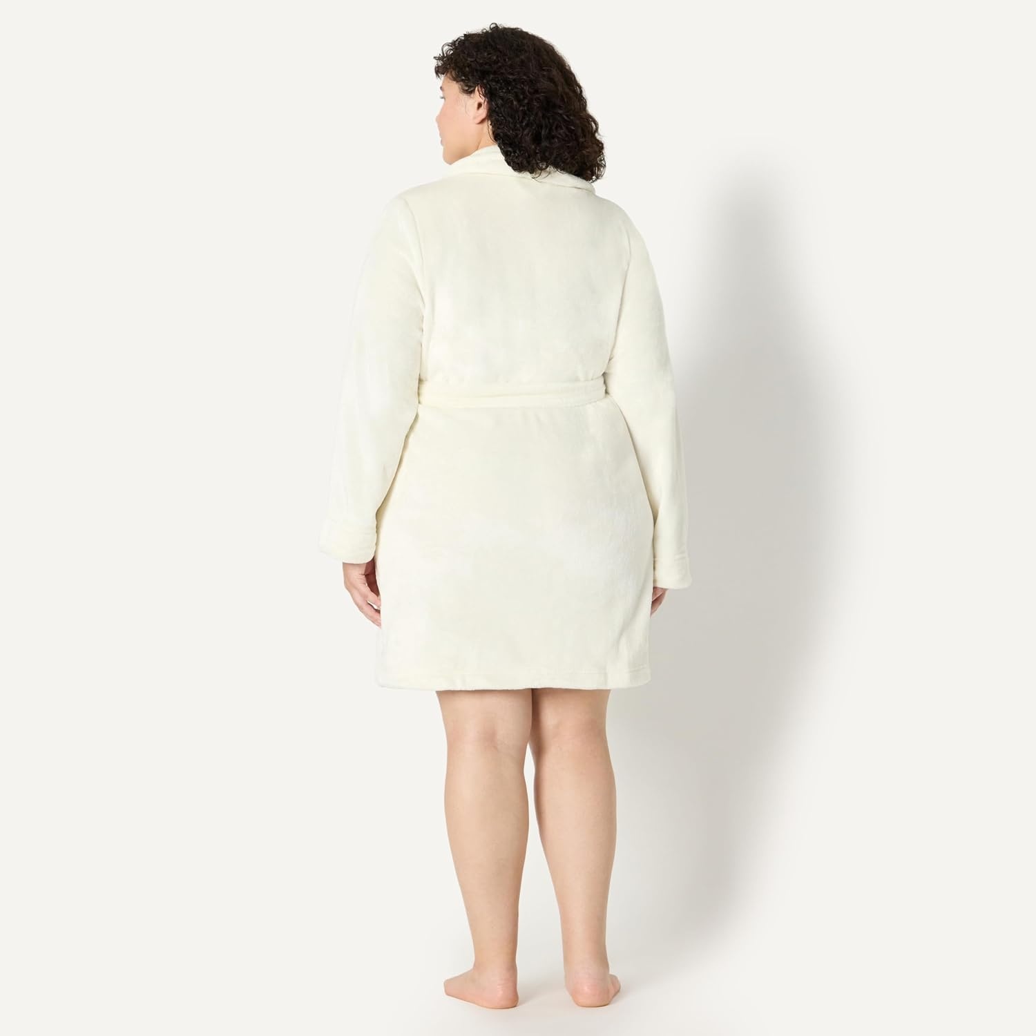 image:imageAmazon Essentials Womens MidLength Plush Bath Robe Loungewear Available in Plus SizeCream