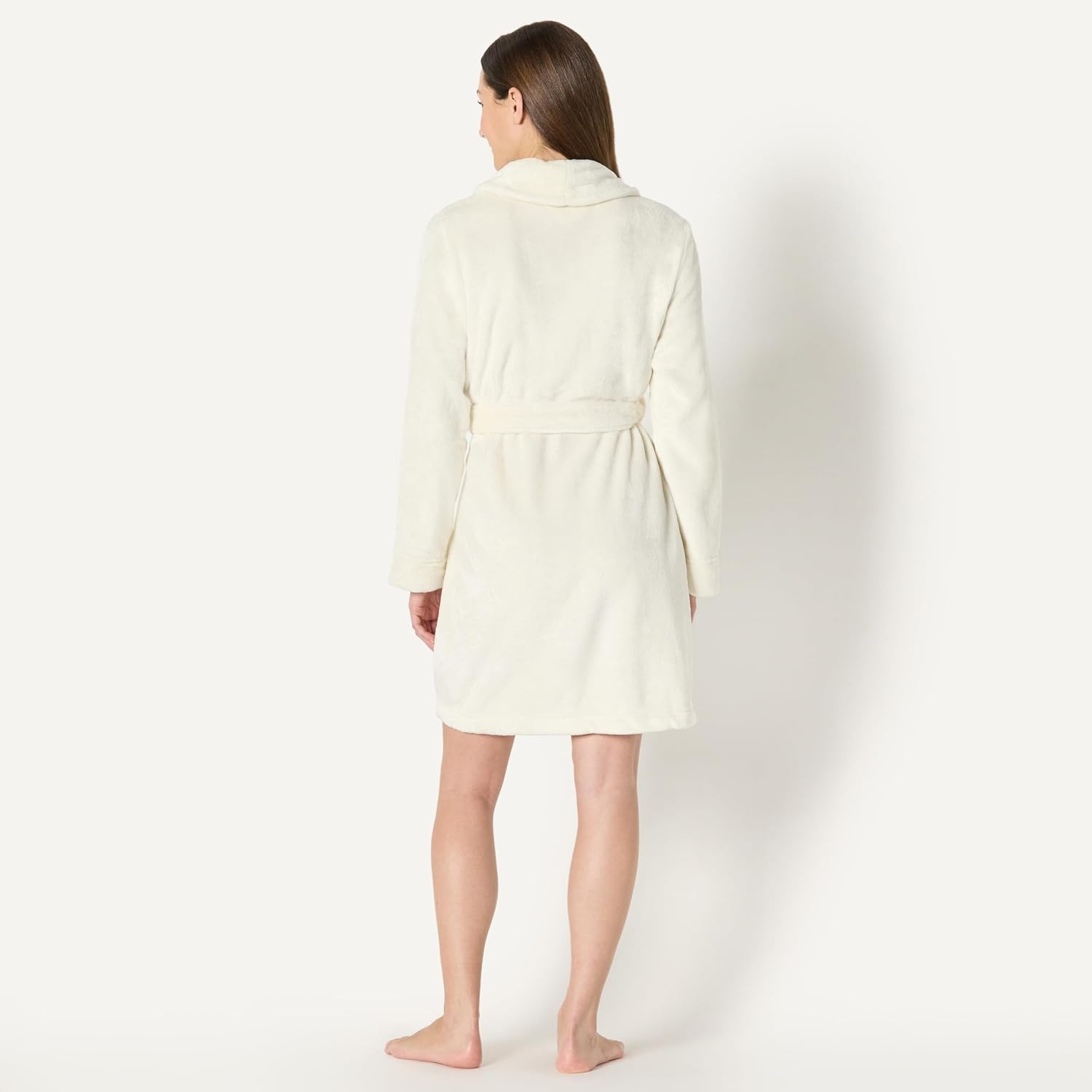 image:imageAmazon Essentials Womens MidLength Plush Bath Robe Loungewear Available in Plus SizeCream