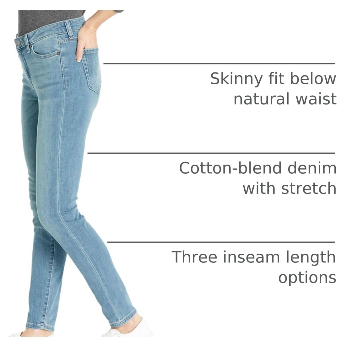 image:imageAmazon Essentials Womens MidRise Stretchy Skinny Denim Jeans 5PocketBleached Blue Wash