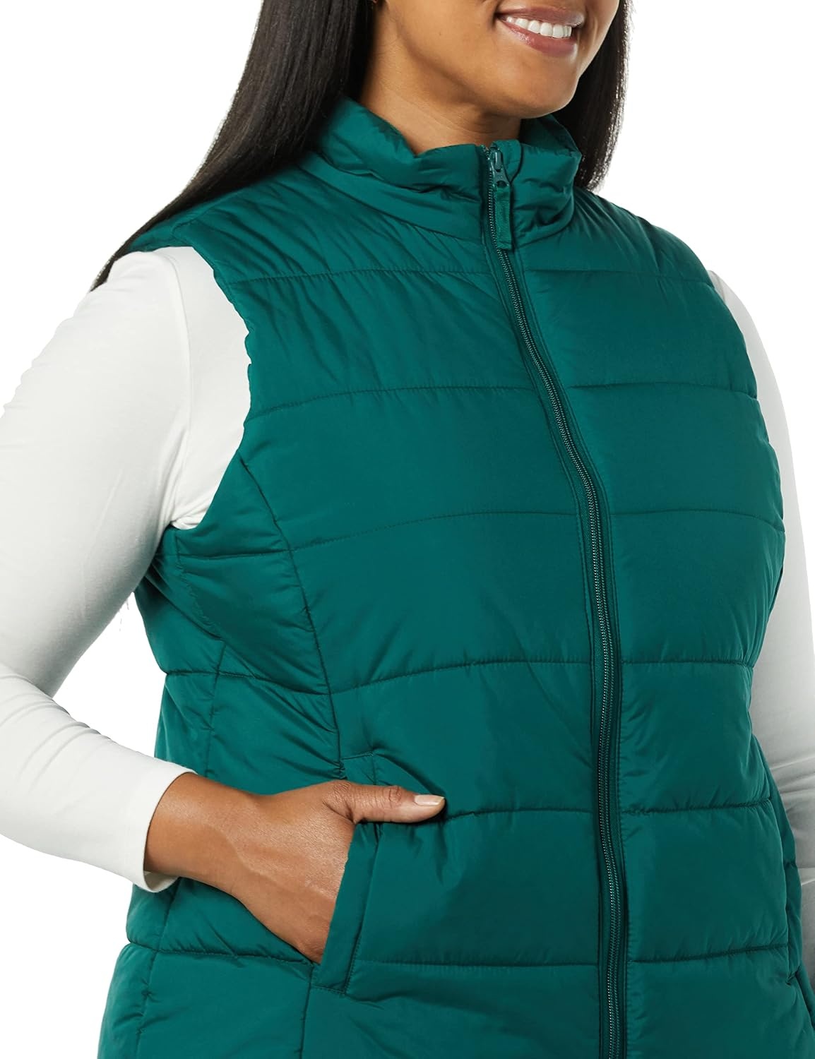 image:imageAmazon Essentials Womens MidWeight Puffer VestDark Green