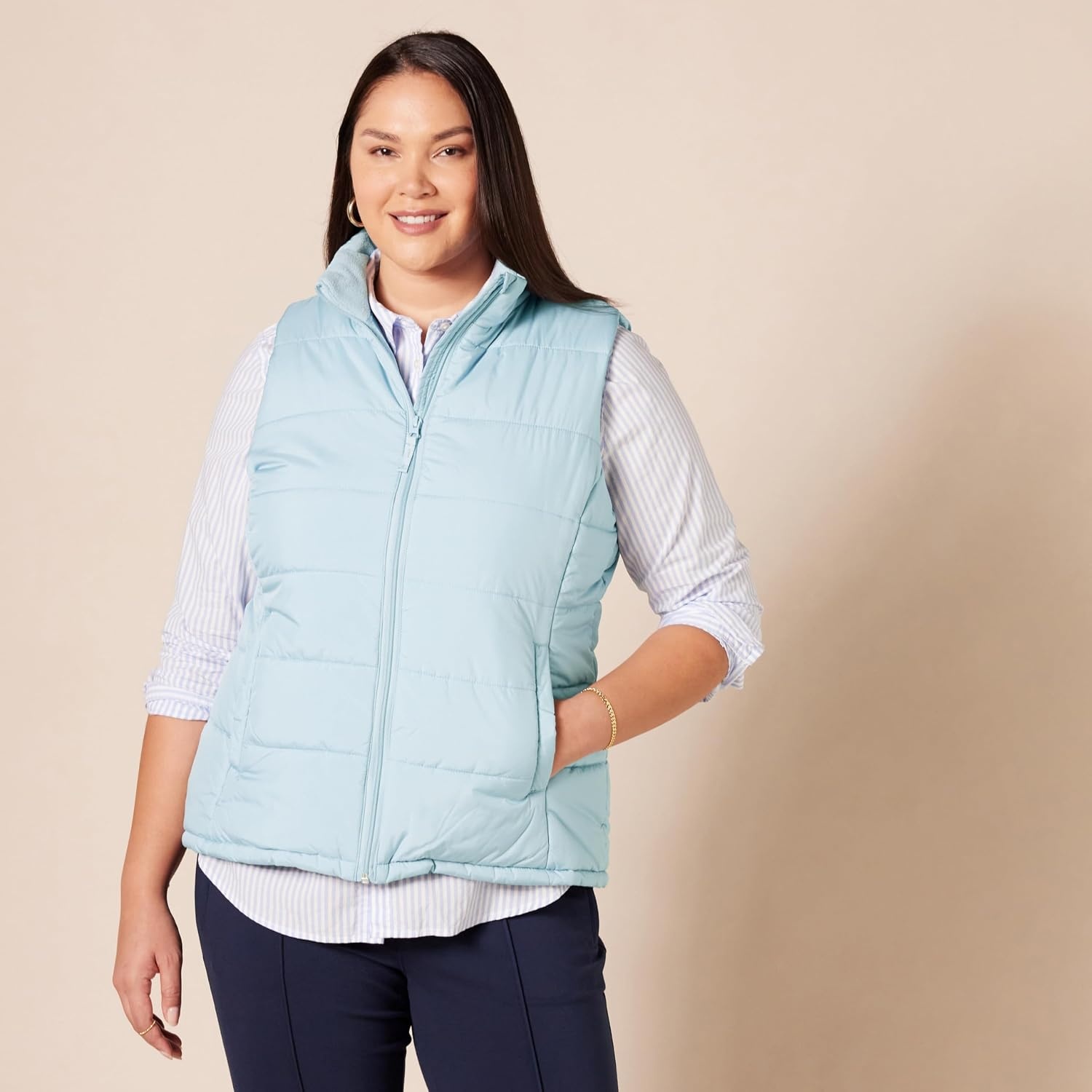 image:imageAmazon Essentials Womens MidWeight Puffer VestDusty Blue