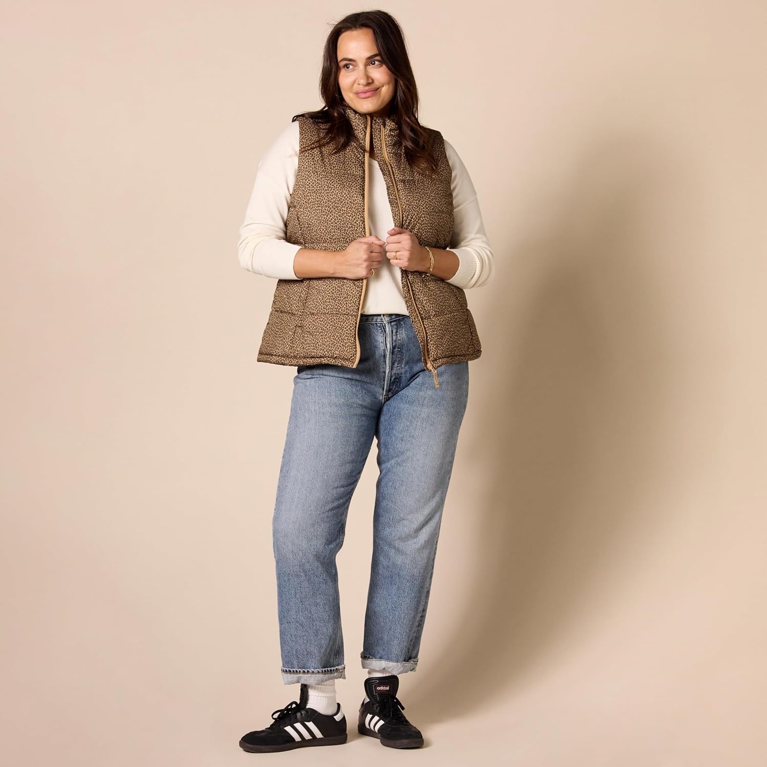 image:imageAmazon Essentials Womens MidWeight Puffer VestOlive Cheetah