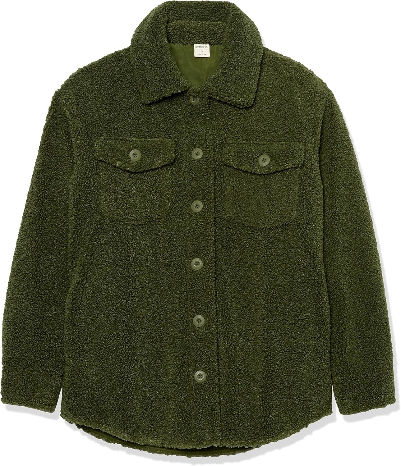 image:imageAmazon Essentials Womens Oversized Teddy Sherpa Shirt Jacket Previously GoodthreadsOlive