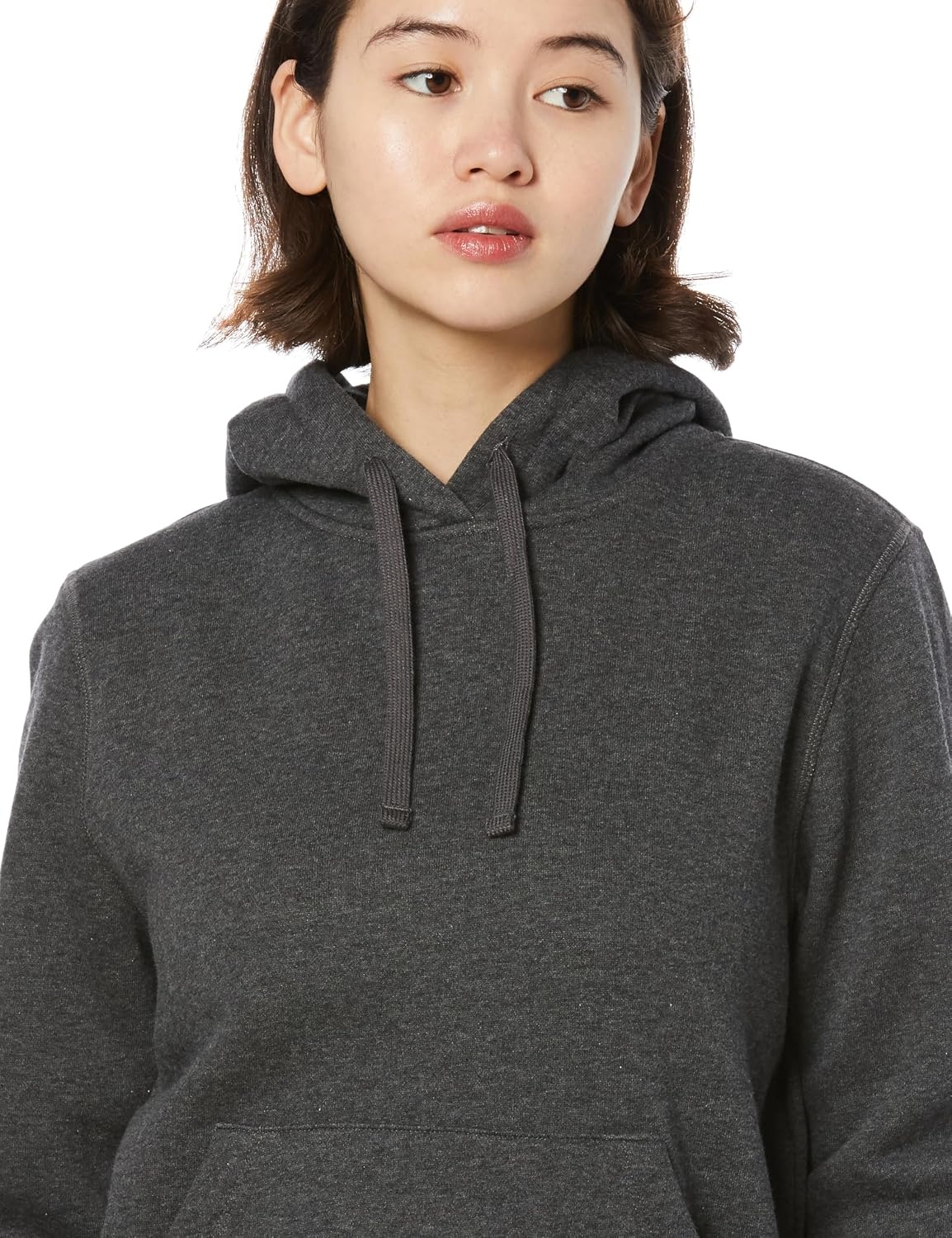 image:imageAmazon Essentials Womens RegularFit Midweight Fleece Pullover Hoodie with Kangaroo Pocket Available in Plus SizeCharcoal Heather