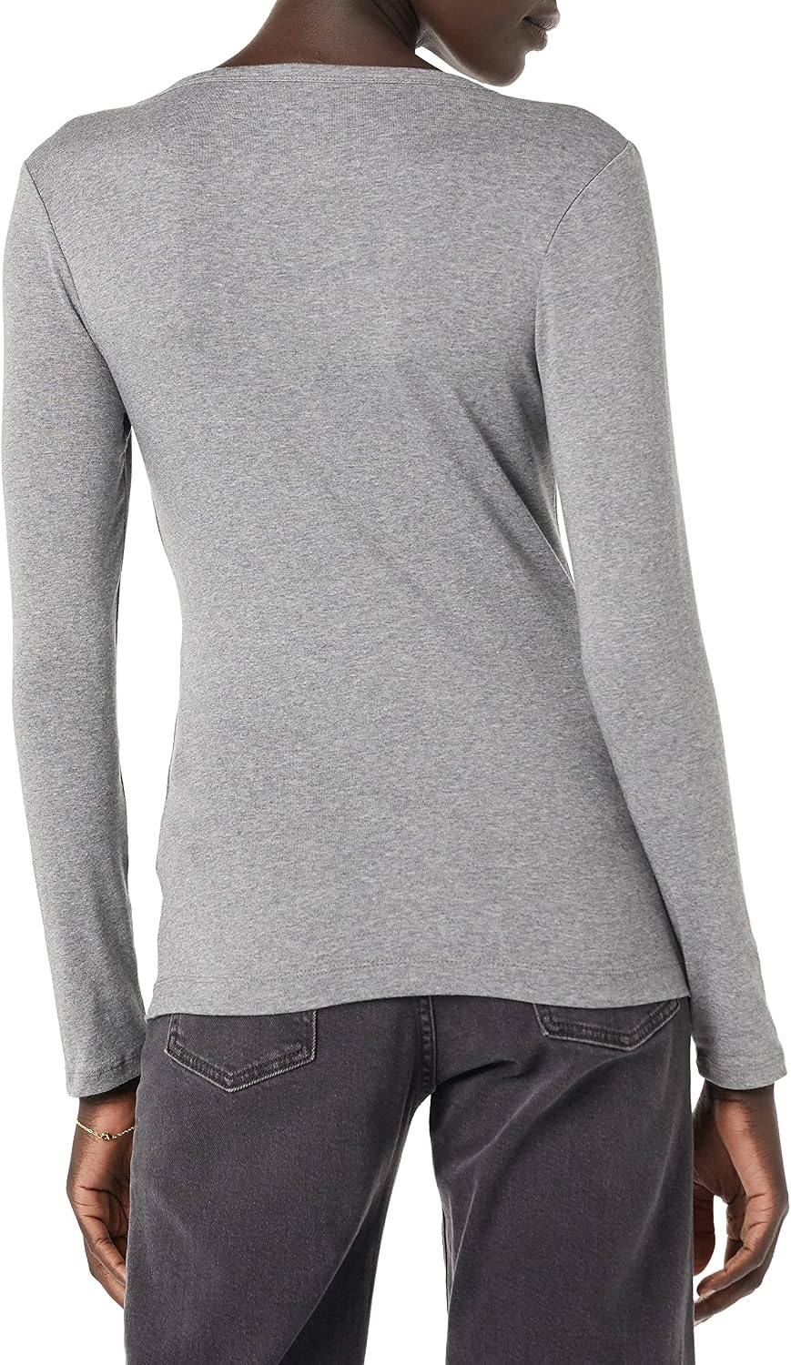 image:imageAmazon Essentials Womens Ribbed Knit Long Sleeve Henley Slim Fit TShirtGrey Heather