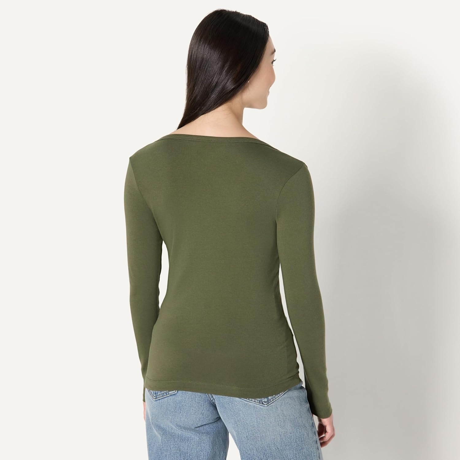image:imageAmazon Essentials Womens Ribbed Knit Long Sleeve Henley Slim Fit TShirtOlive
