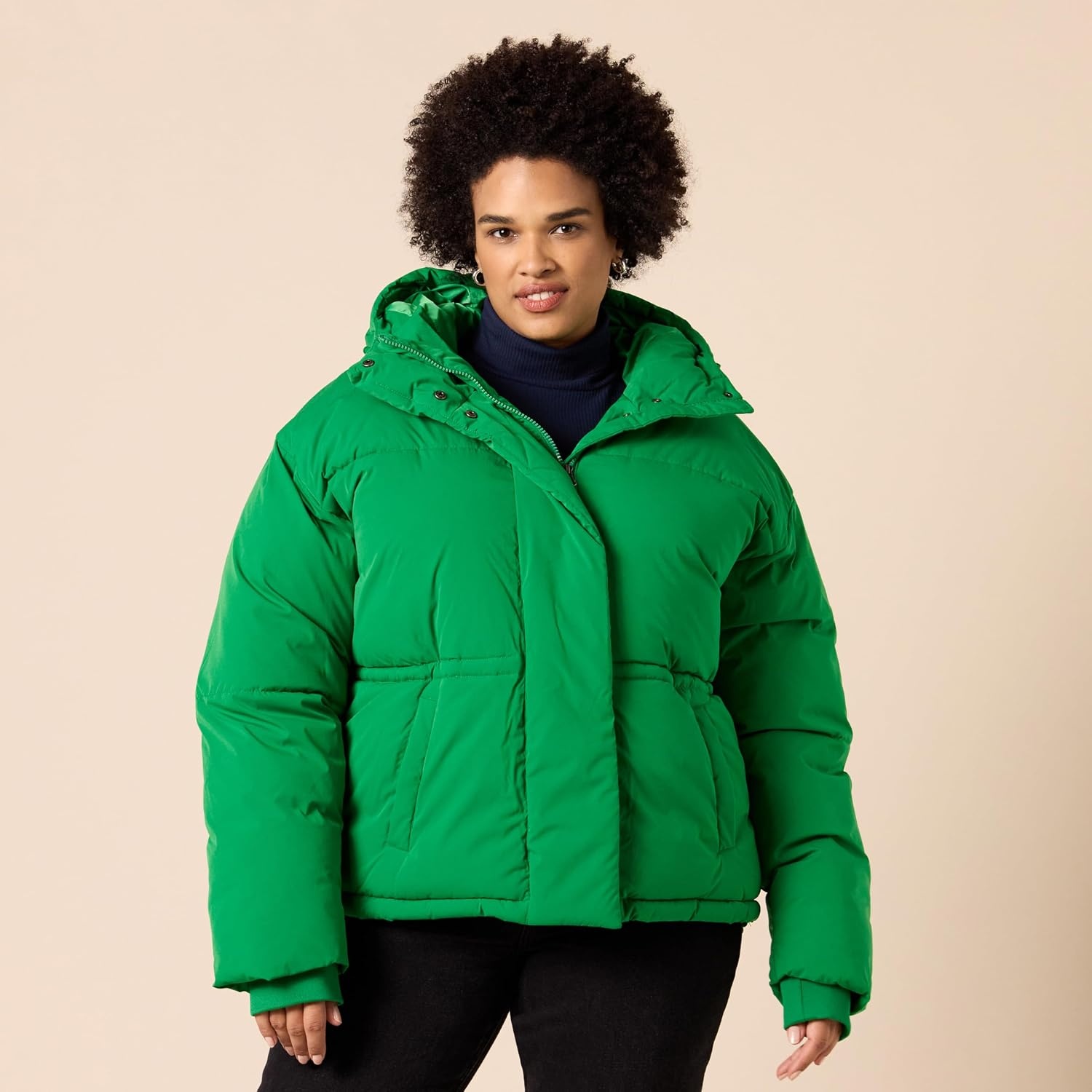image:imageAmazon Essentials Womens Short Waisted Puffer Jacket Available in Plus SizeGreen