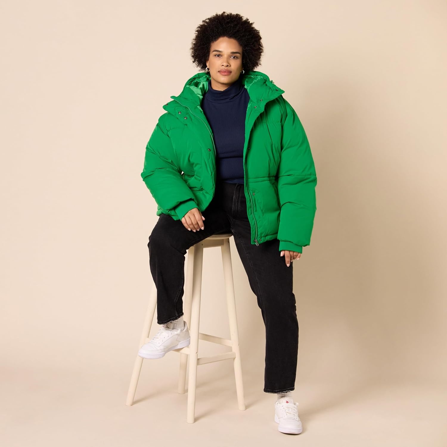 image:imageAmazon Essentials Womens Short Waisted Puffer Jacket Available in Plus SizeGreen