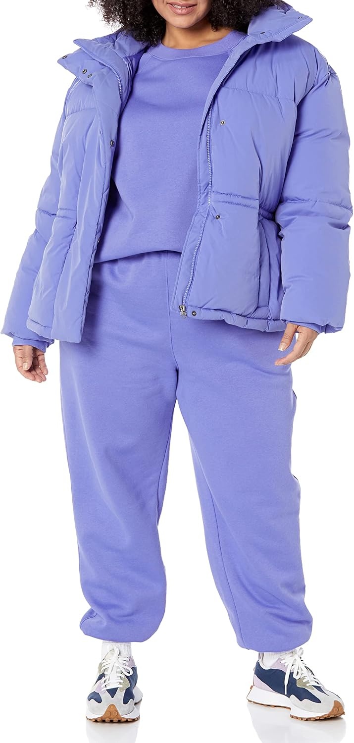 image:imageAmazon Essentials Womens Short Waisted Puffer Jacket Available in Plus SizePurple Blue