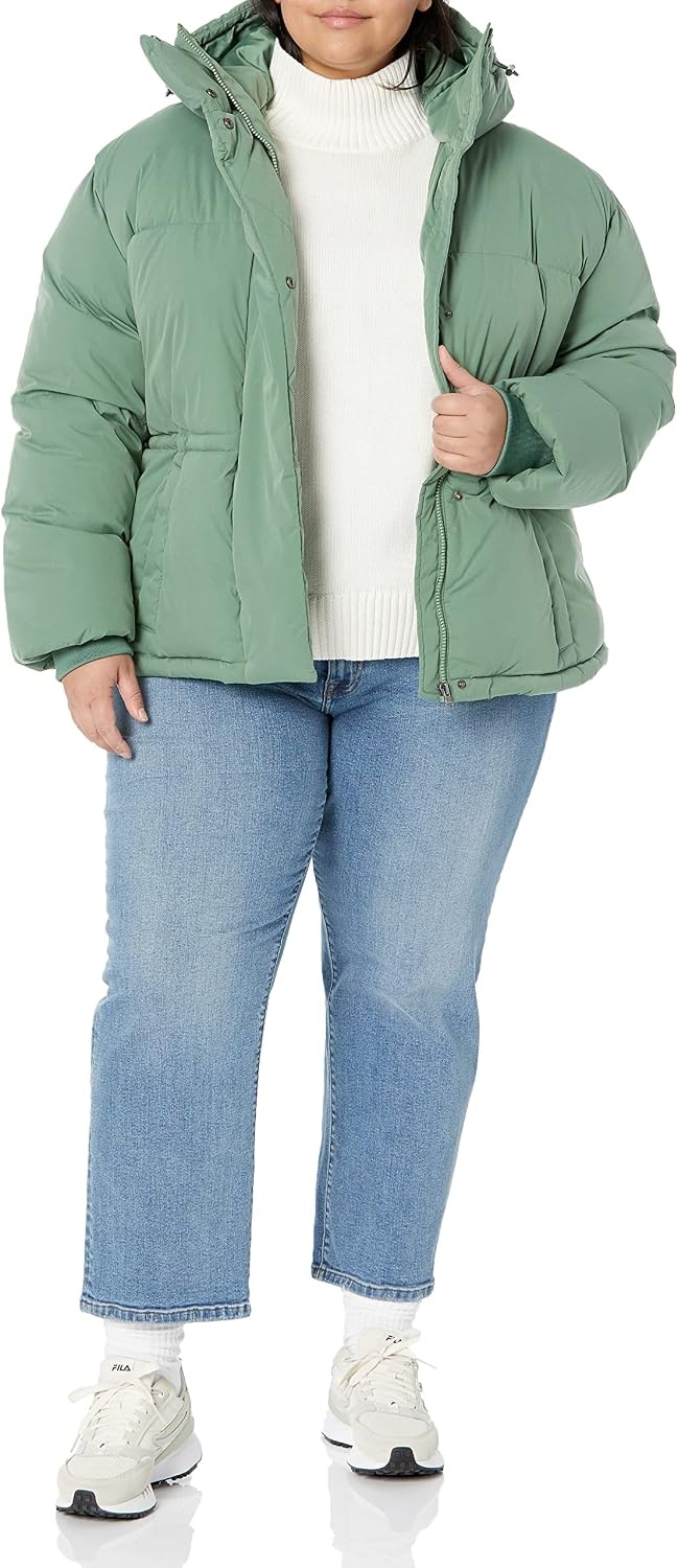 image:imageAmazon Essentials Womens Short Waisted Puffer Jacket Available in Plus SizeSage Green
