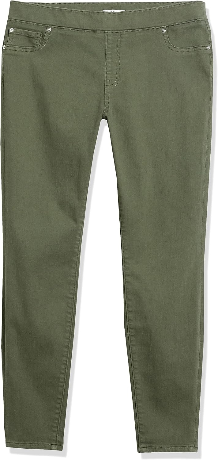image:imageAmazon Essentials Womens Skinny Fit MidRise Stretch PullOn Jegging with PocketsDark Green
