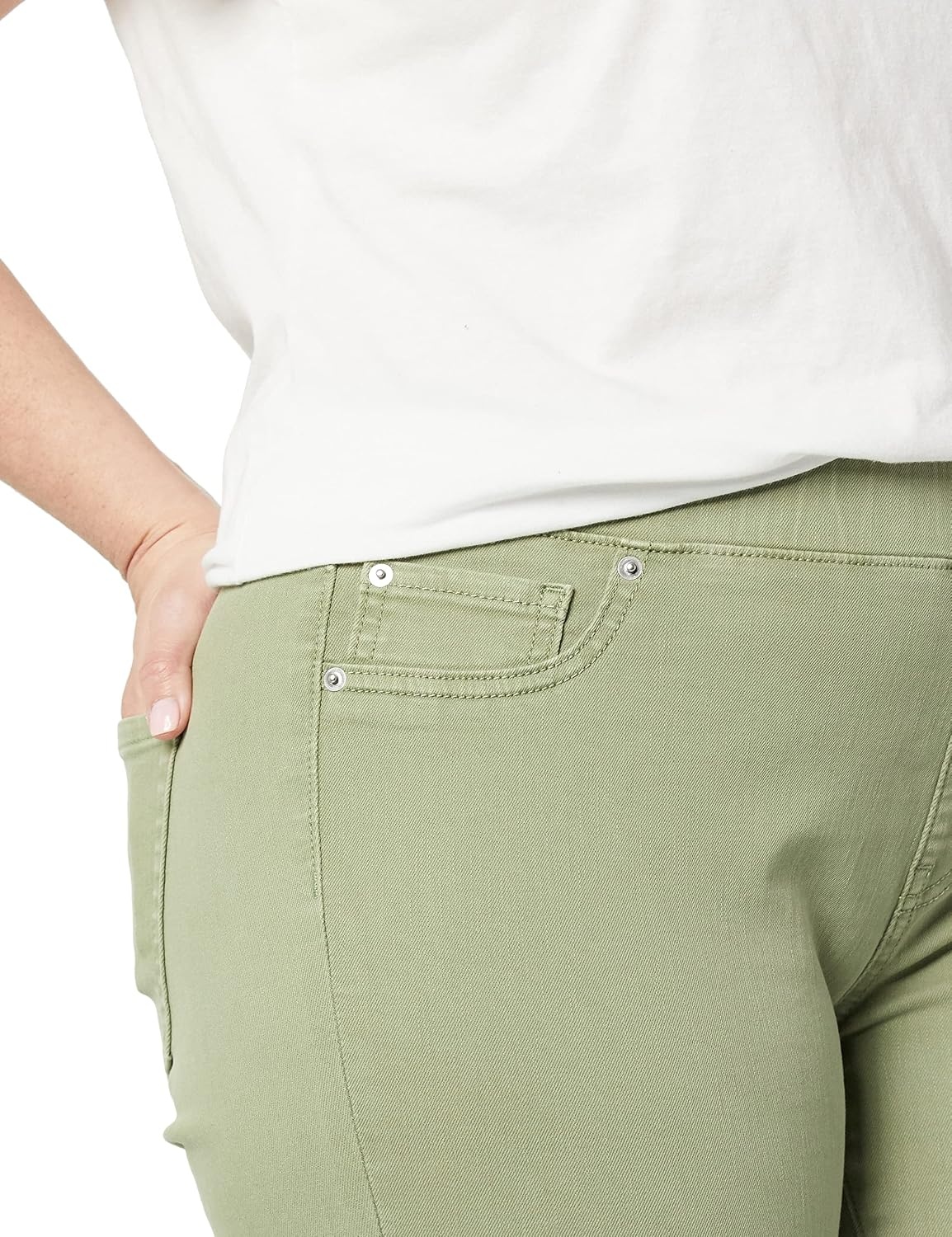 image:imageAmazon Essentials Womens Skinny Fit MidRise Stretch PullOn Jegging with PocketsLight Sage Green