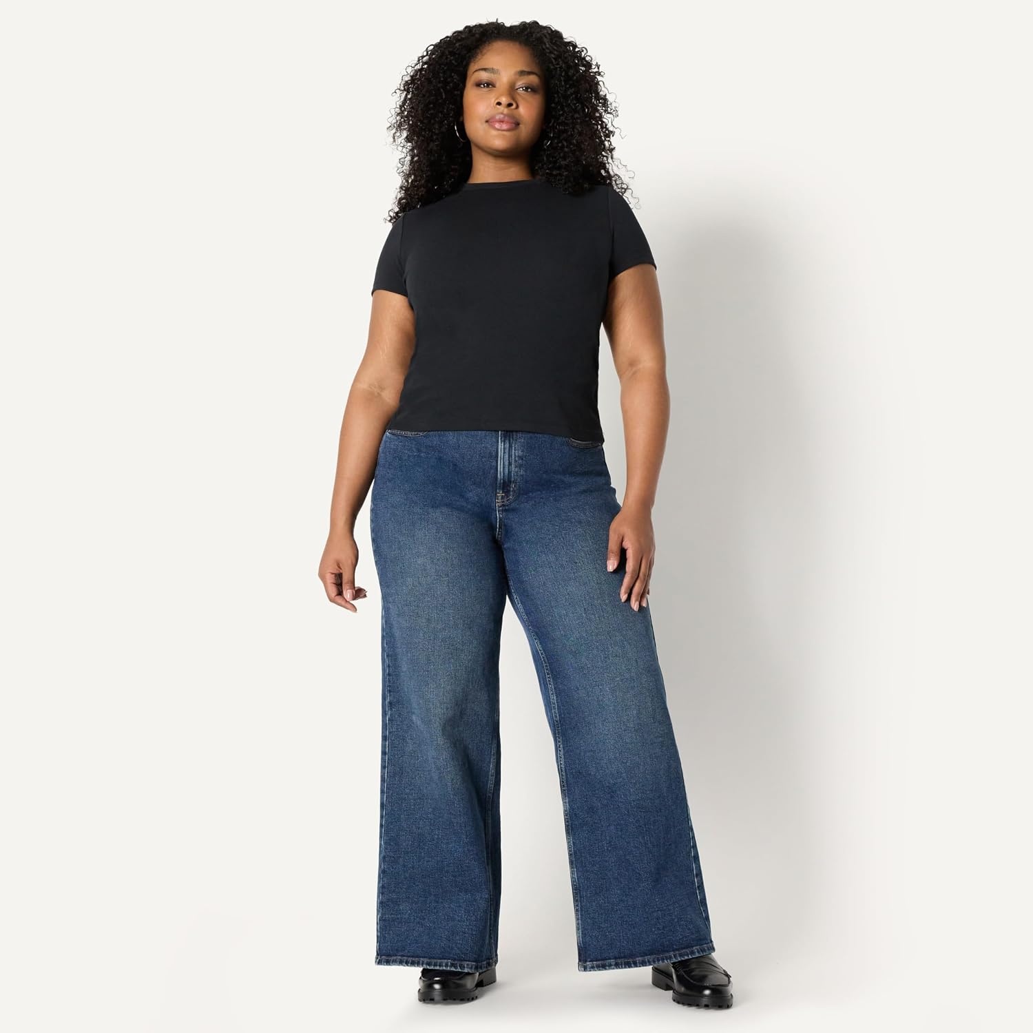 image:imageAmazon Essentials Womens SlimFit Stretch Rib Cap and Short Sleeve Crew Neckline TeeBlack