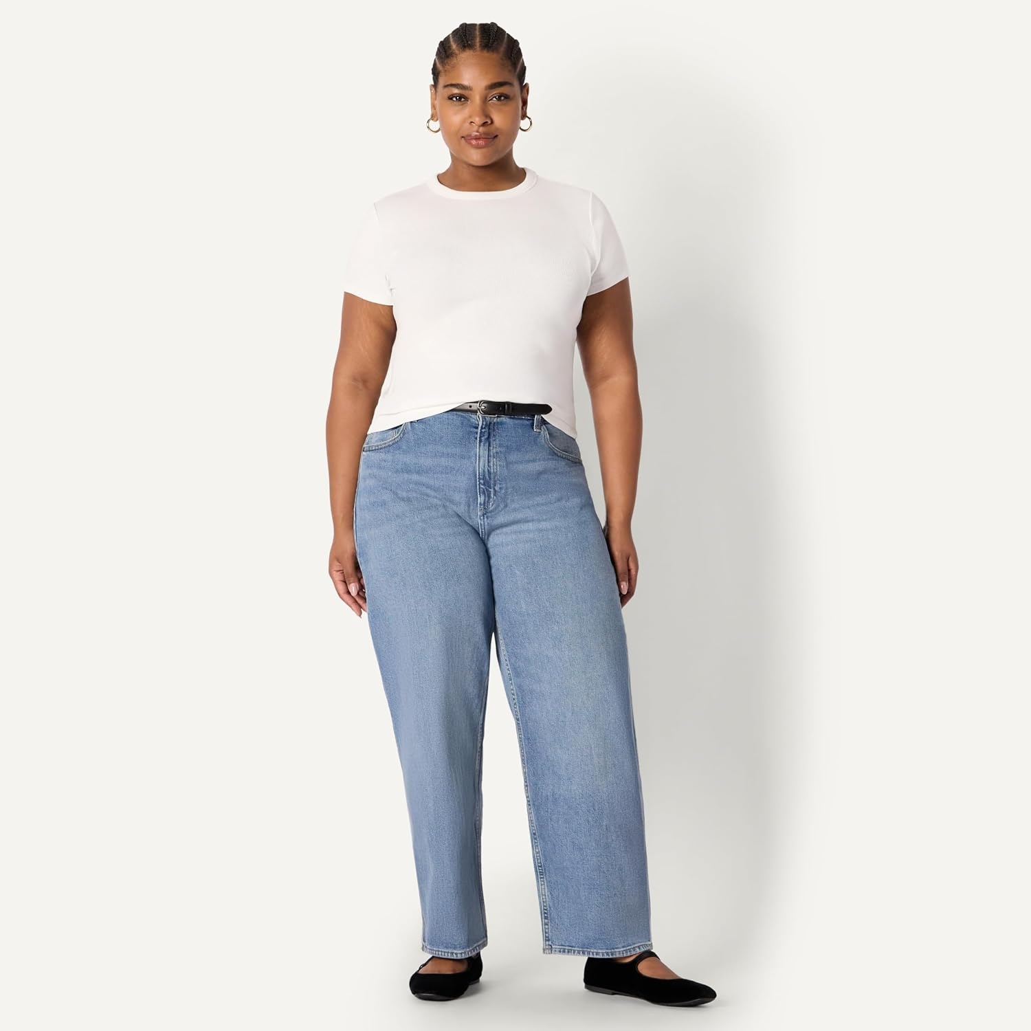 image:imageAmazon Essentials Womens SlimFit Stretch Rib Cap and Short Sleeve Crew Neckline TeeWhite