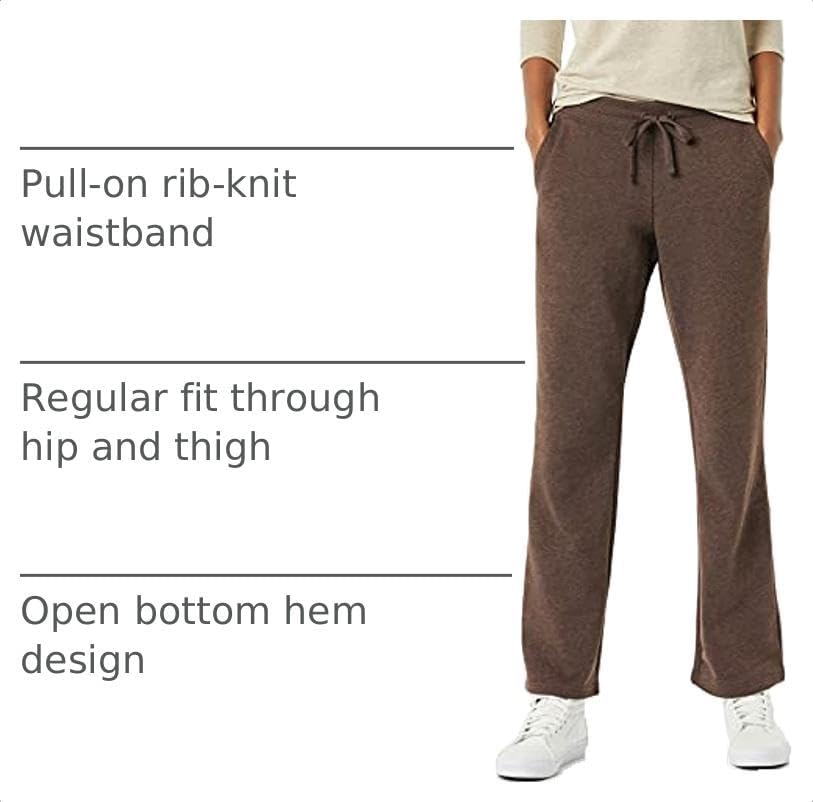 image:imageAmazon Essentials Womens Straight Leg Fleece Sweatpants with Drawstring Available in Plus SizeChocolate Heather