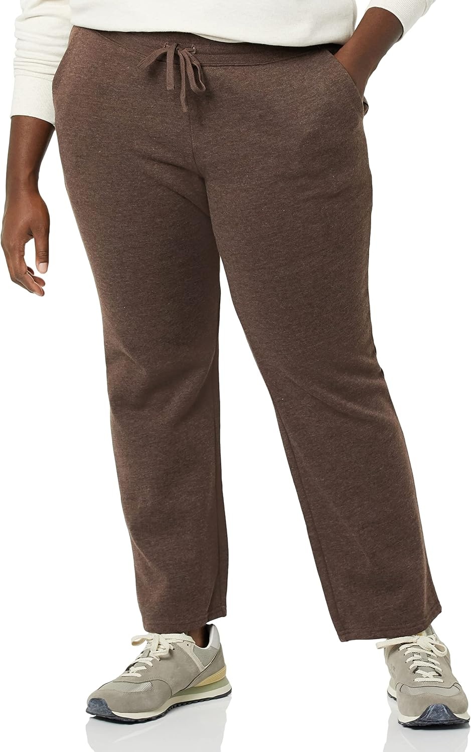 image:imageAmazon Essentials Womens Straight Leg Fleece Sweatpants with Drawstring Available in Plus SizeChocolate Heather