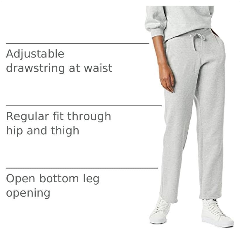 image:imageAmazon Essentials Womens Straight Leg Fleece Sweatpants with Drawstring Available in Plus SizeHeather Grey