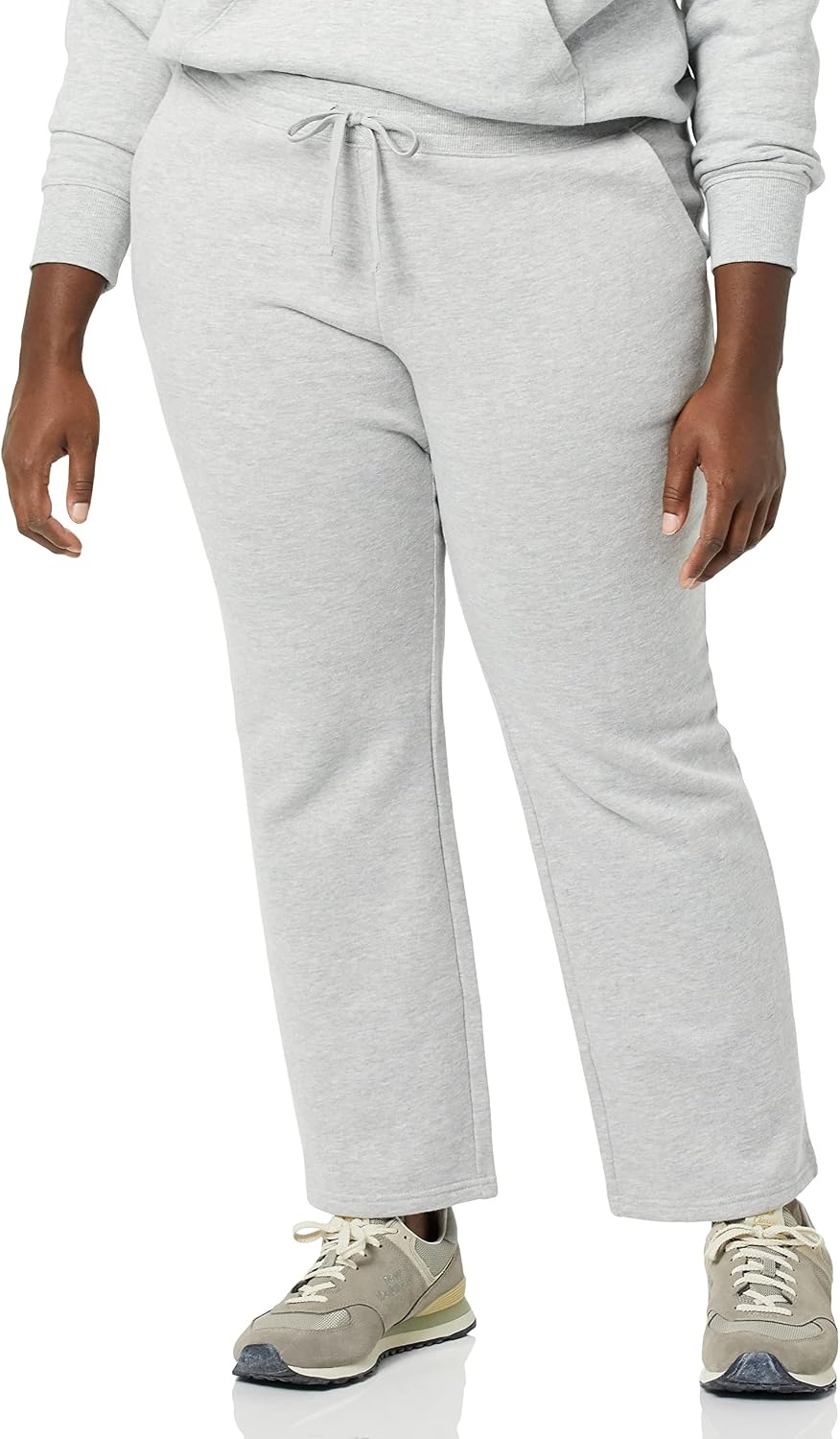 image:imageAmazon Essentials Womens Straight Leg Fleece Sweatpants with Drawstring Available in Plus SizeHeather Grey