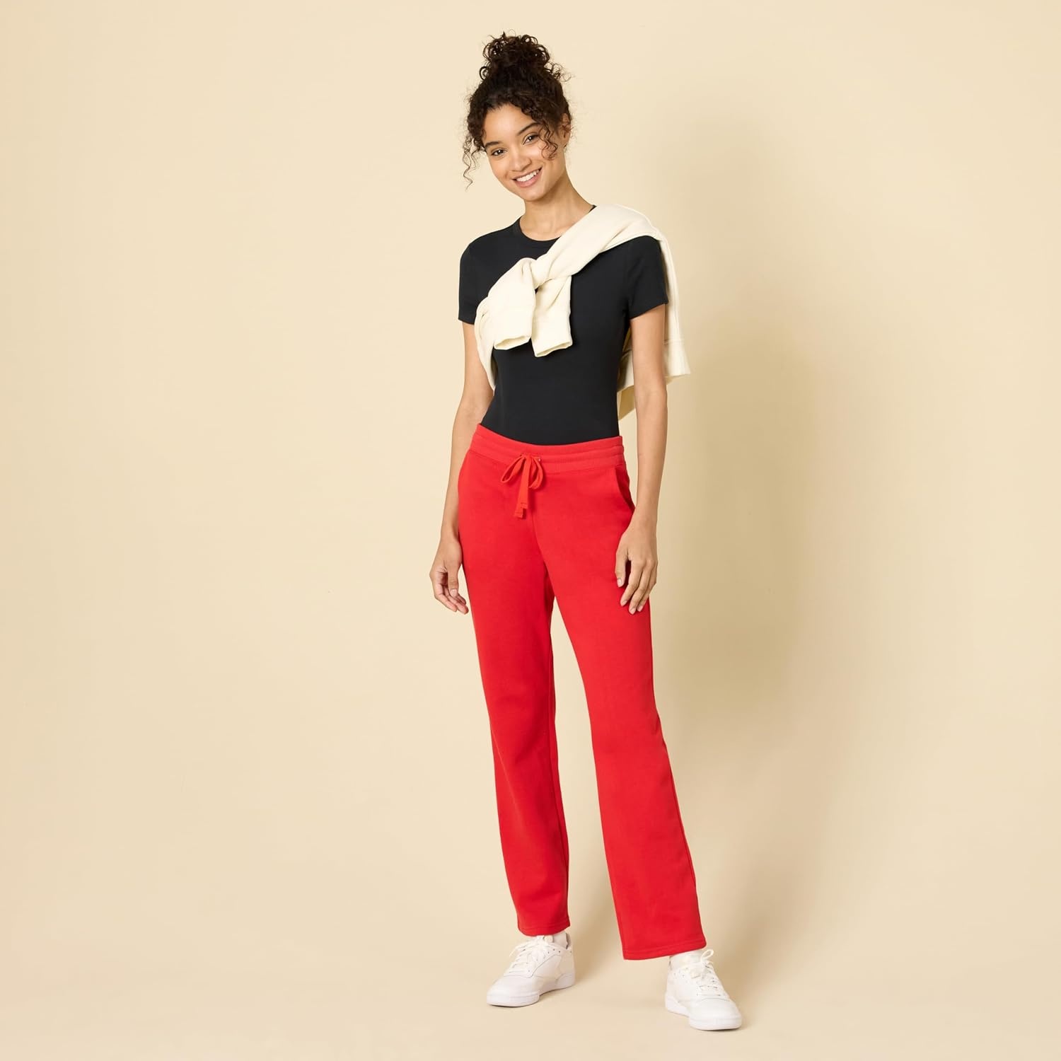 image:imageAmazon Essentials Womens Straight Leg Fleece Sweatpants with Drawstring Available in Plus SizeRed