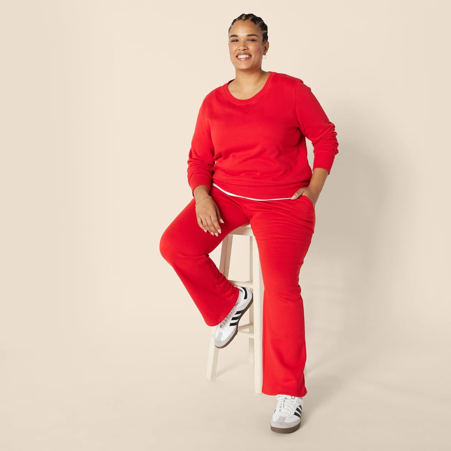 image:imageAmazon Essentials Womens Straight Leg Fleece Sweatpants with Drawstring Available in Plus SizeRed