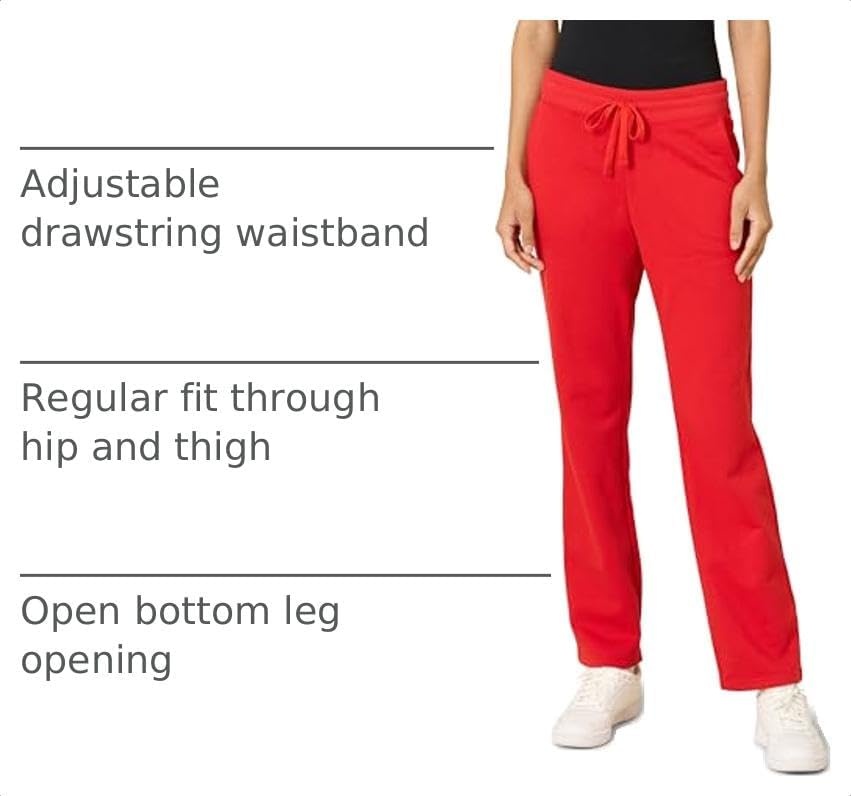 image:imageAmazon Essentials Womens Straight Leg Fleece Sweatpants with Drawstring Available in Plus SizeRed