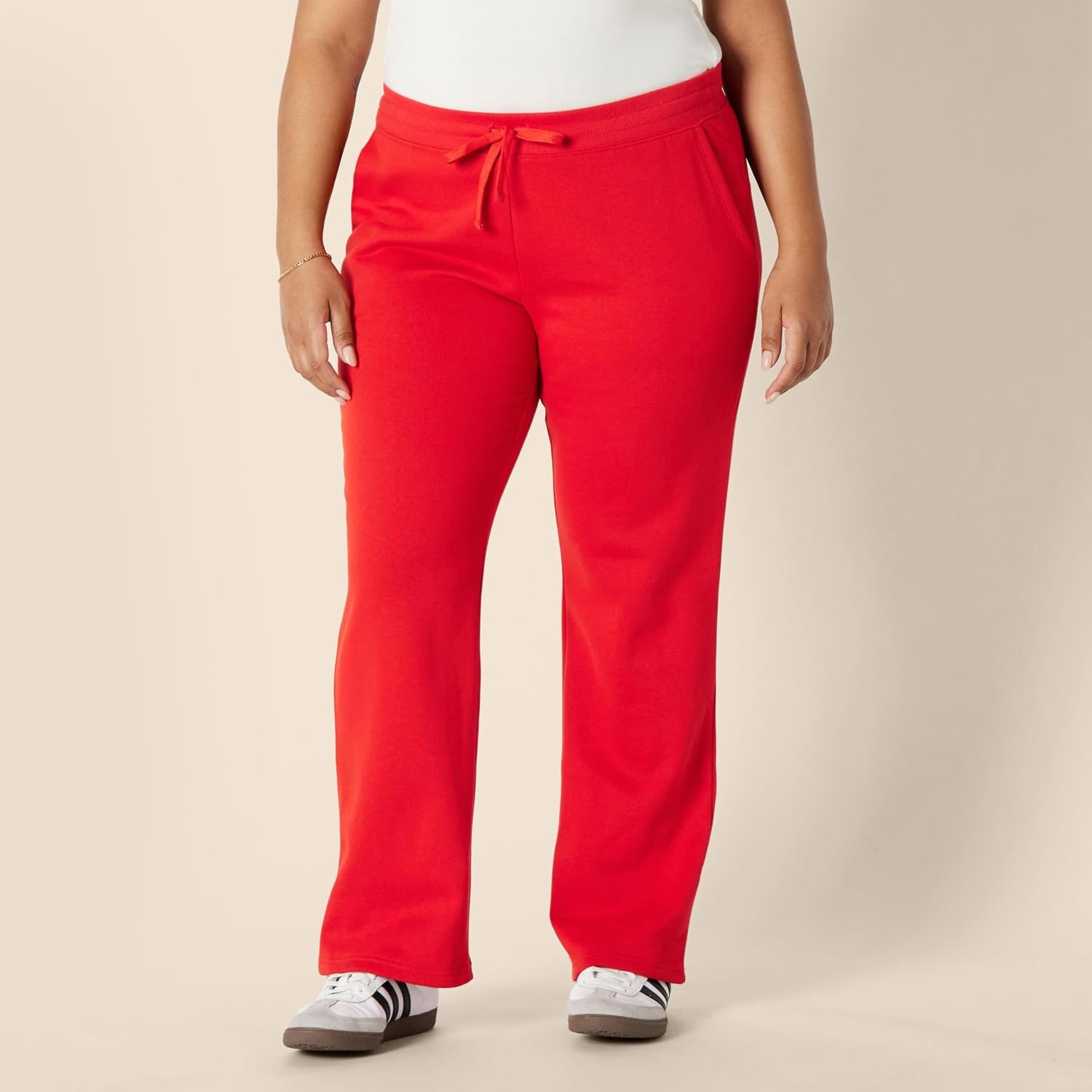 image:imageAmazon Essentials Womens Straight Leg Fleece Sweatpants with Drawstring Available in Plus SizeRed