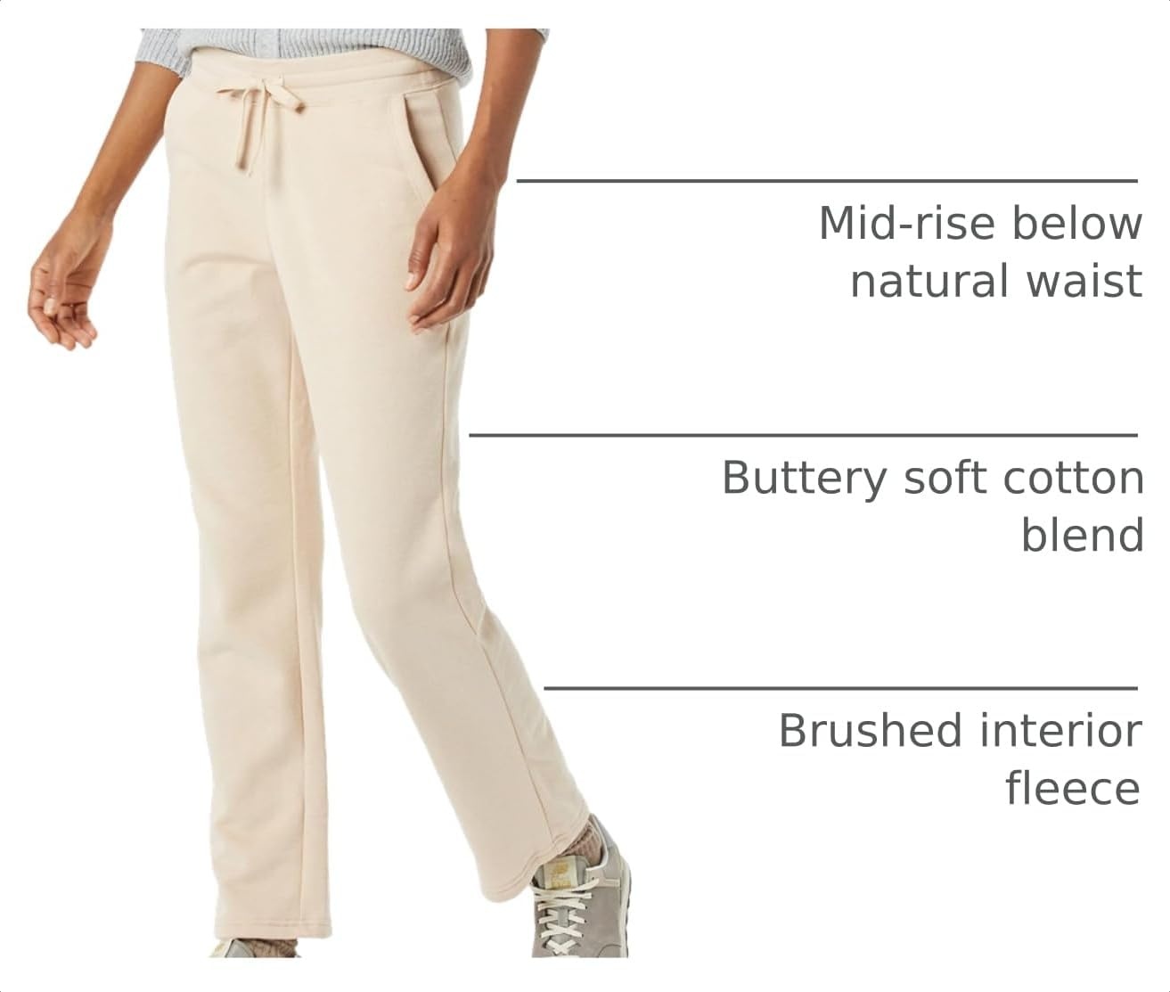 image:imageAmazon Essentials Womens Straight Leg Fleece Sweatpants with Drawstring Available in Plus SizeWarm Beige