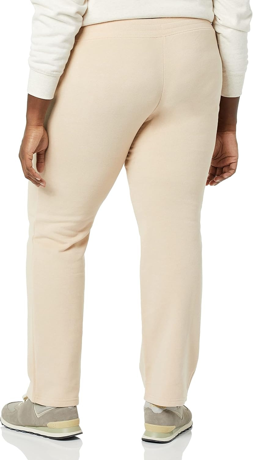 image:imageAmazon Essentials Womens Straight Leg Fleece Sweatpants with Drawstring Available in Plus SizeWarm Beige