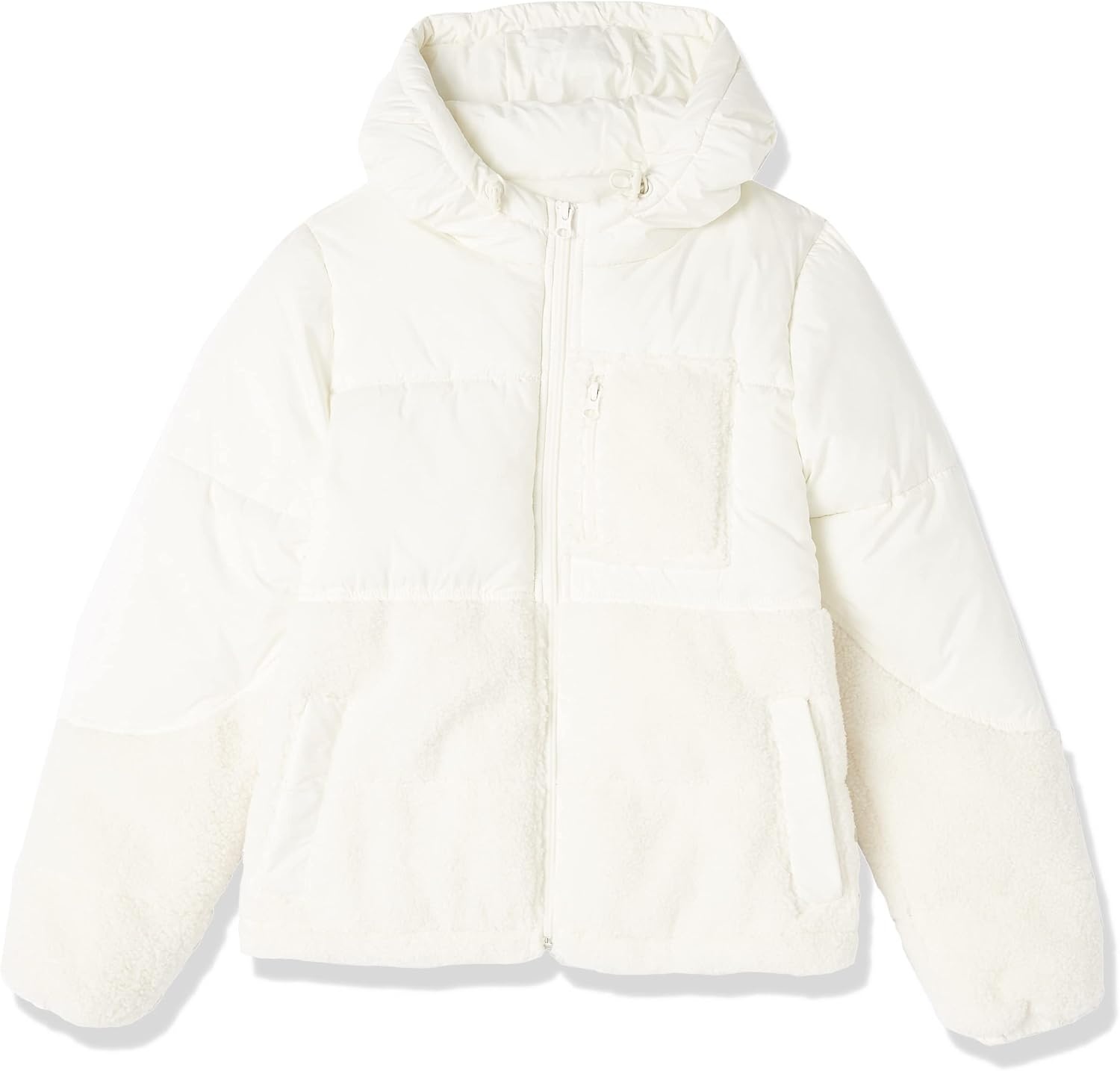 image:imageAmazon Essentials womens FullZip Sherpa Fleece Hooded Puffer JacketIvory