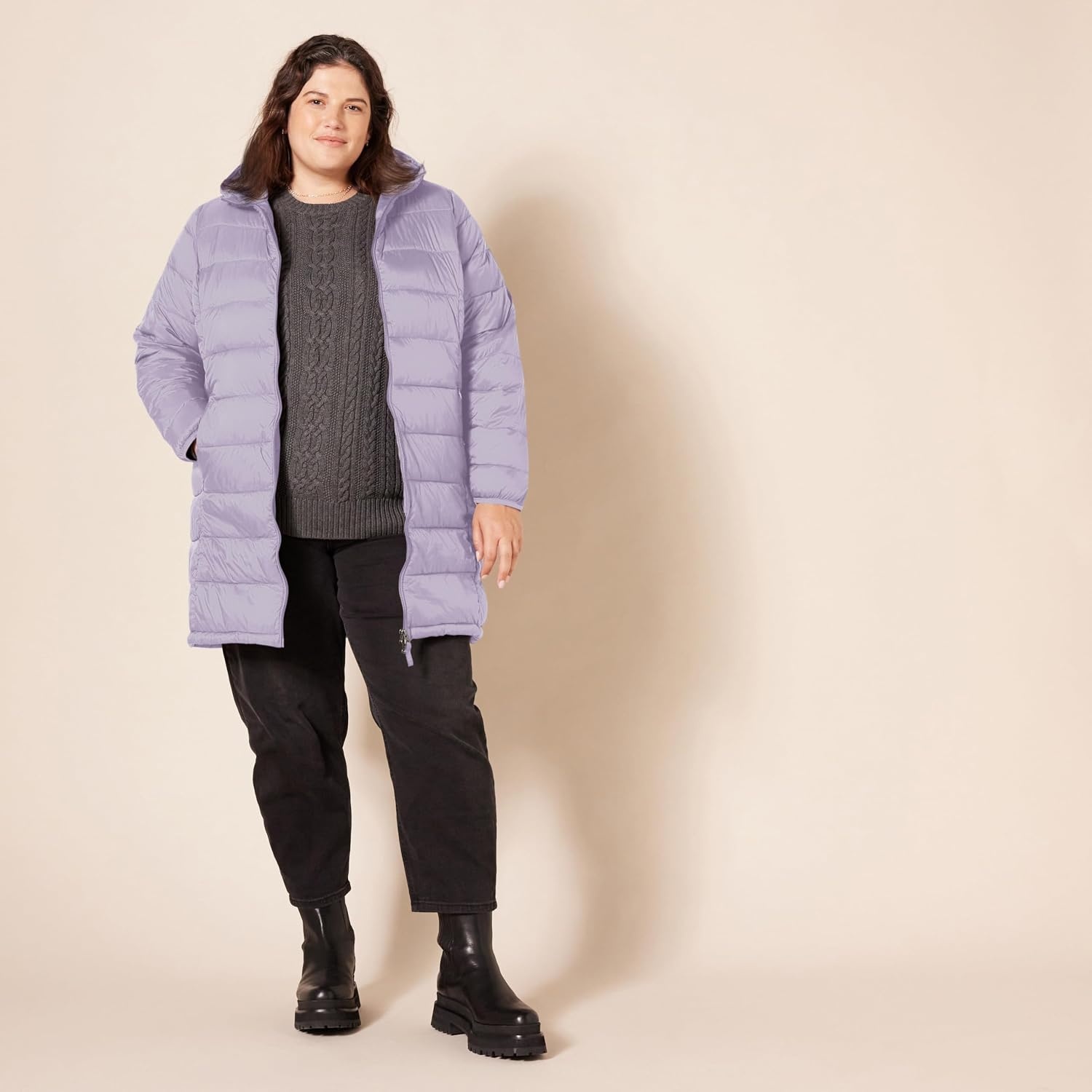 image:imageAmazon Essentials womens Lightweight WaterResistant Packable Hooded Puffer Coat Available in Plus SizeDusty Grape