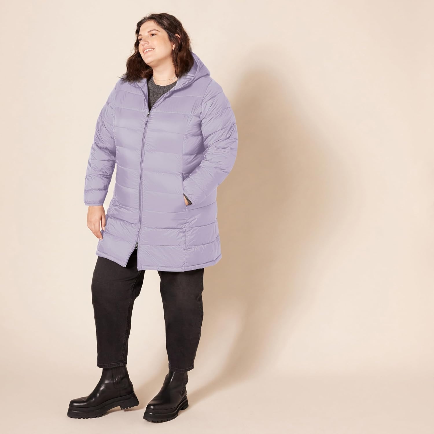 image:imageAmazon Essentials womens Lightweight WaterResistant Packable Hooded Puffer Coat Available in Plus SizeDusty Grape