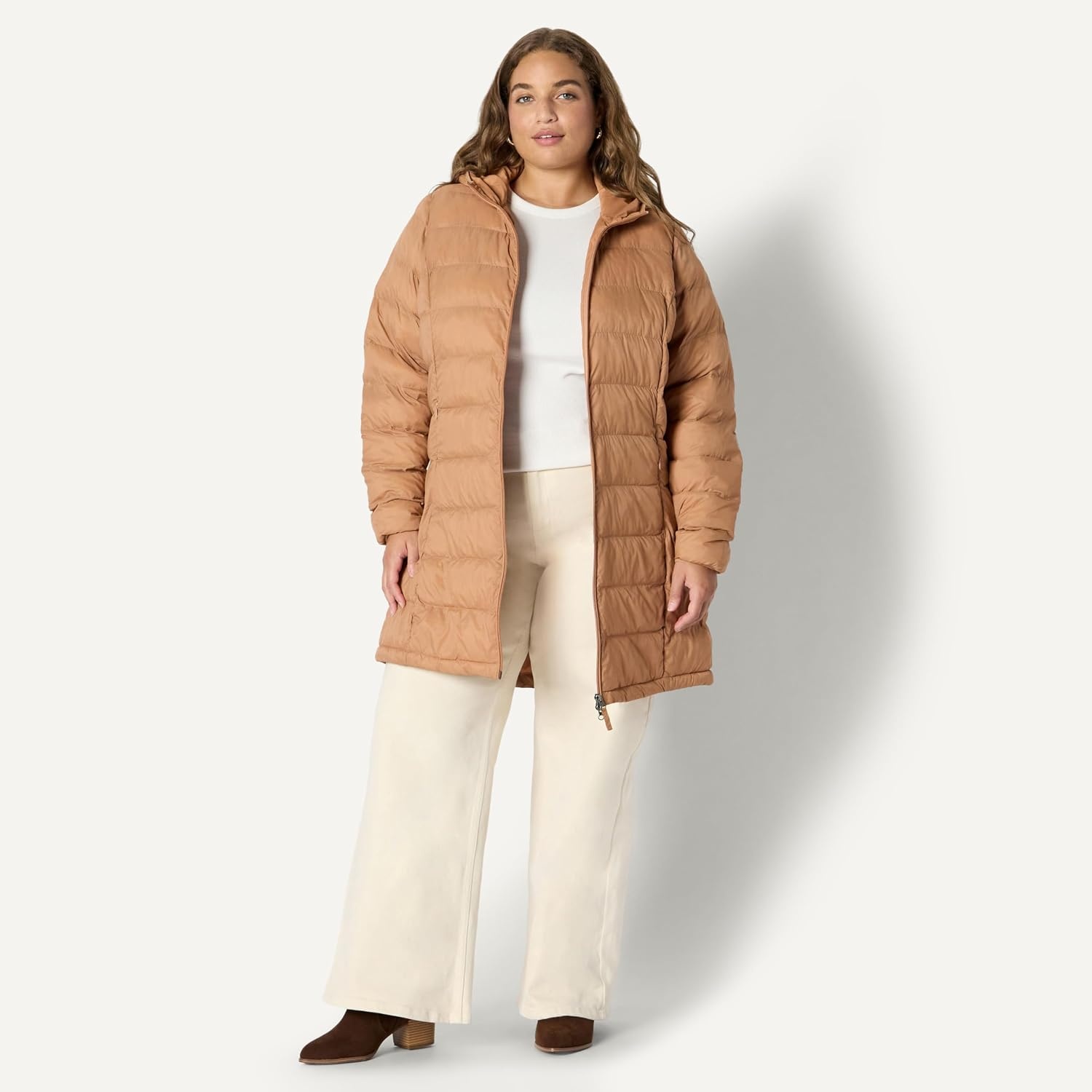 image:imageAmazon Essentials womens Lightweight WaterResistant Packable Hooded Puffer Coat Available in Plus SizeLight Brown