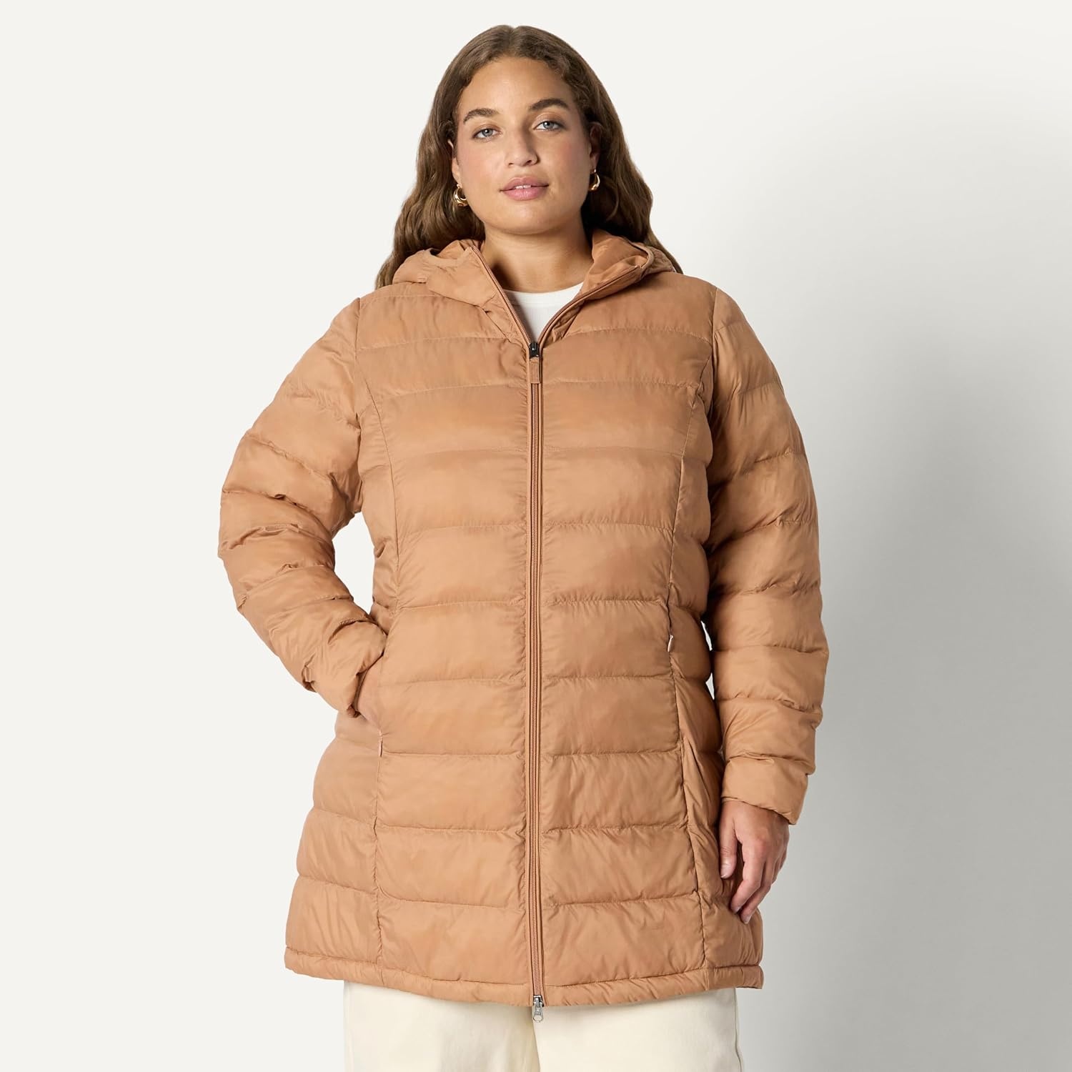 image:imageAmazon Essentials womens Lightweight WaterResistant Packable Hooded Puffer Coat Available in Plus SizeLight Brown