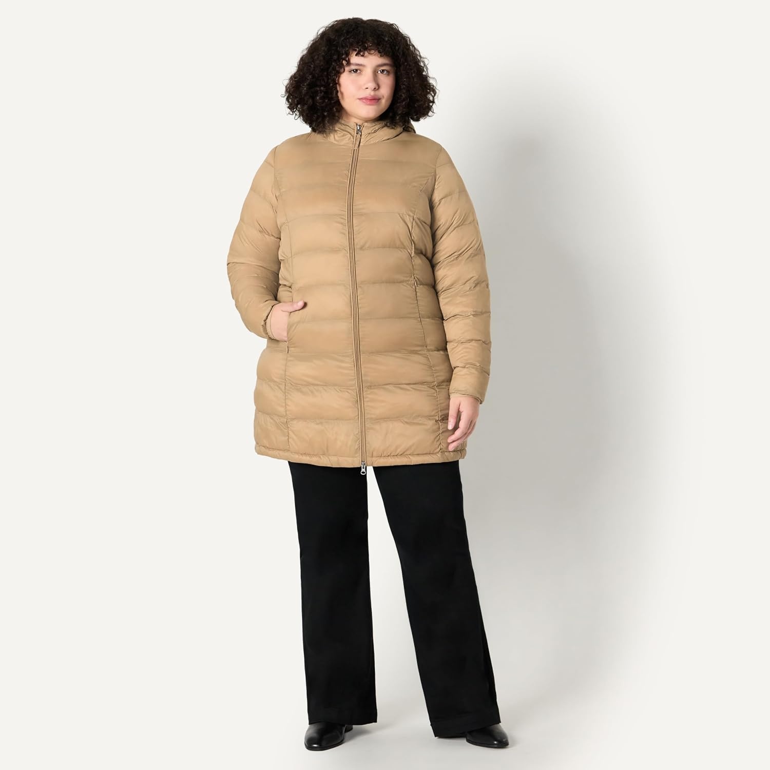 image:imageAmazon Essentials womens Lightweight WaterResistant Packable Hooded Puffer Coat Available in Plus SizeMushroom Brown