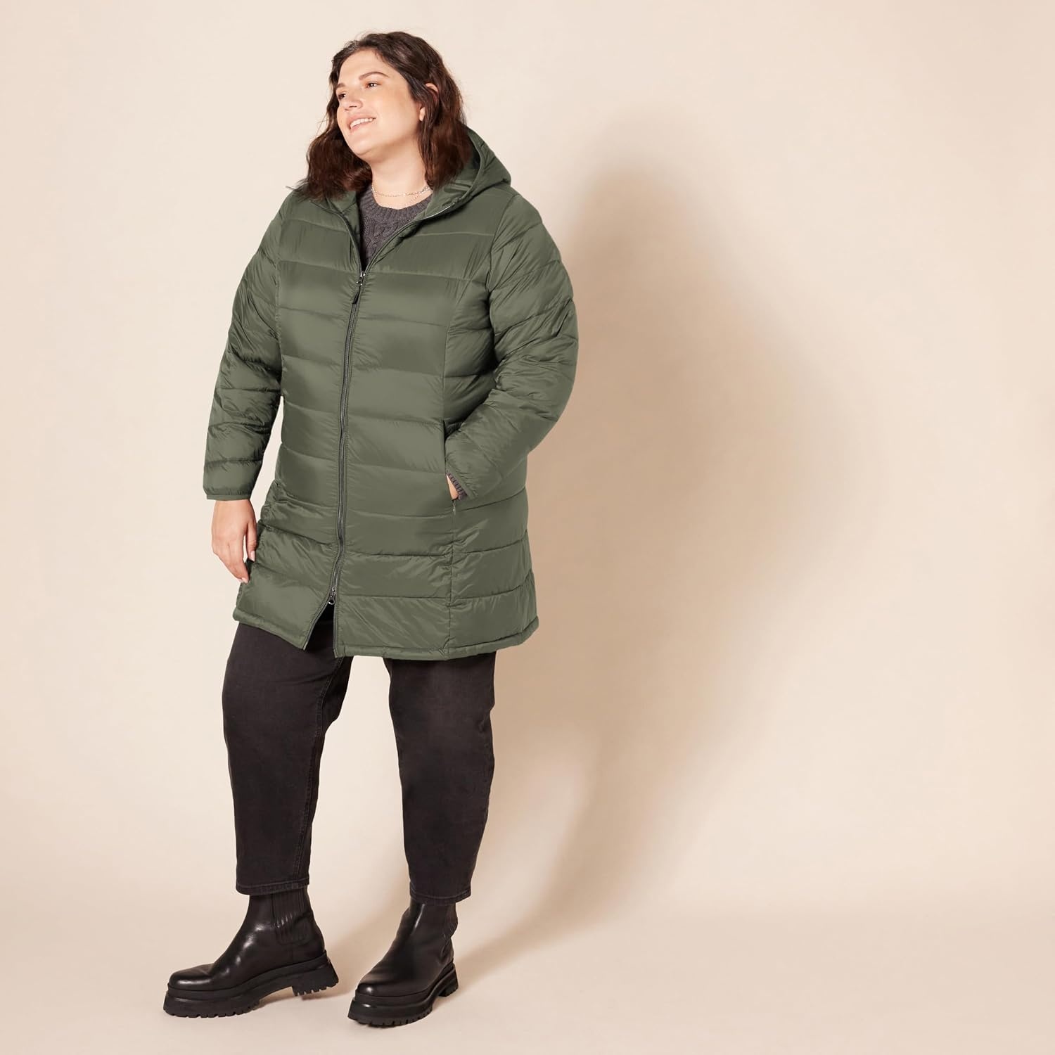 image:imageAmazon Essentials womens Lightweight WaterResistant Packable Hooded Puffer Coat Available in Plus SizeOlive