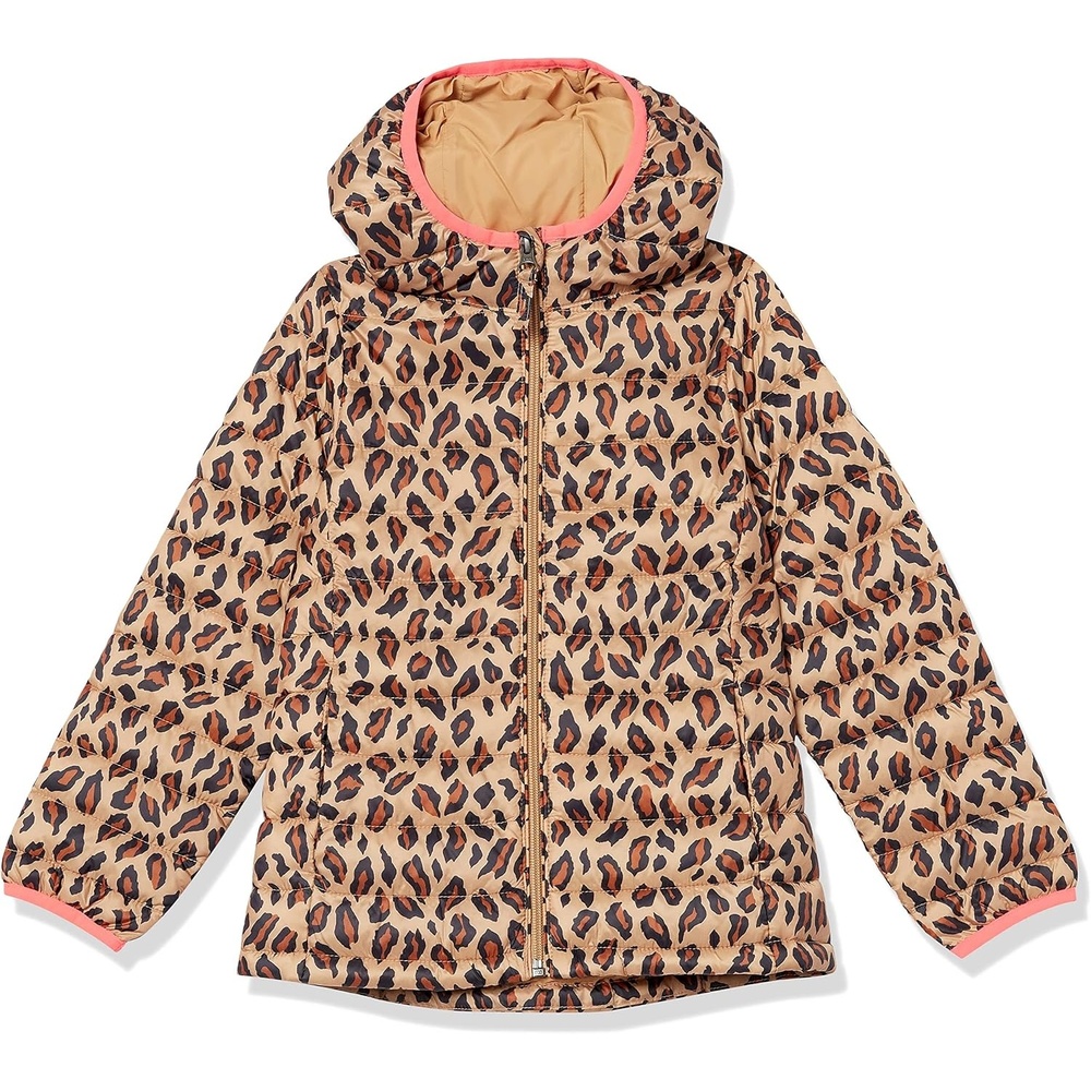 image:imageAmazon Essentials Girls and Toddlers Lightweight WaterResistant Packable Hooded Puffer JacketClassic Leopard