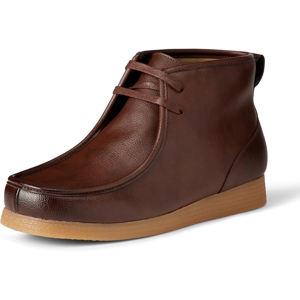 image:imageAmazon Essentials Mens Lightweight Chukka Moc Toe BootsDark Brown Faux Leather